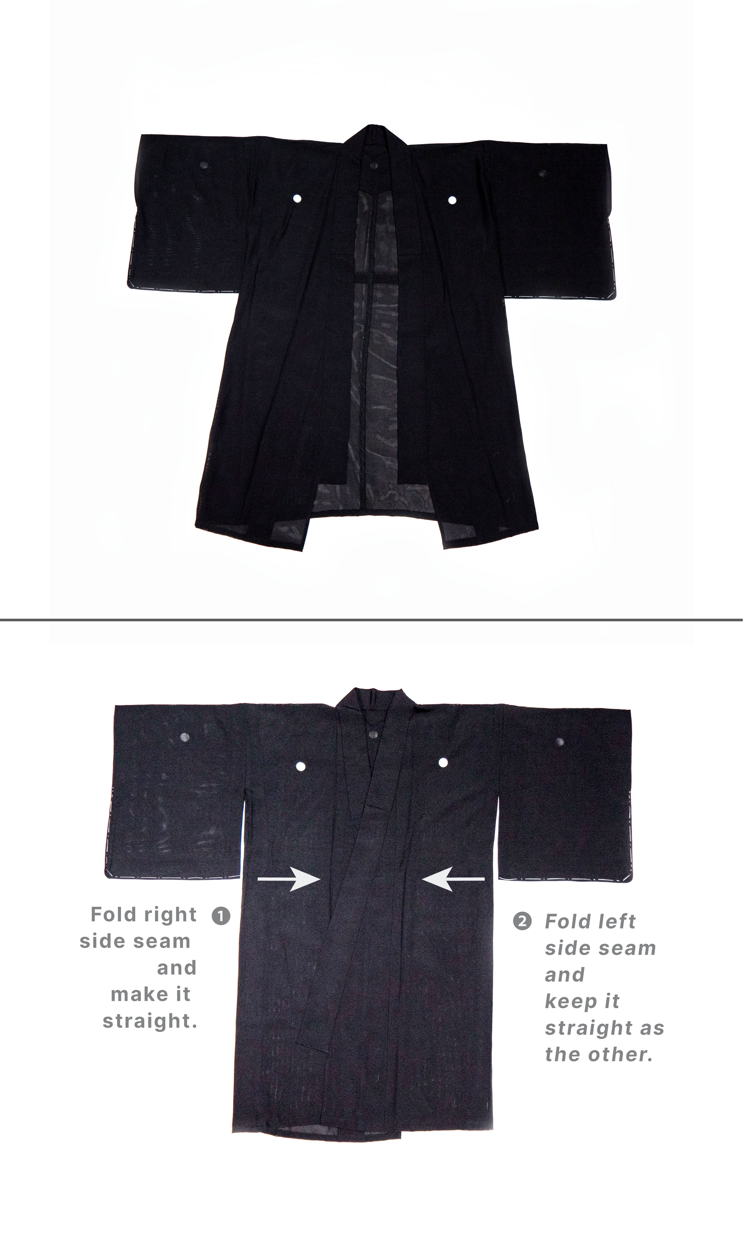 How to fold the kimono in traditional way.