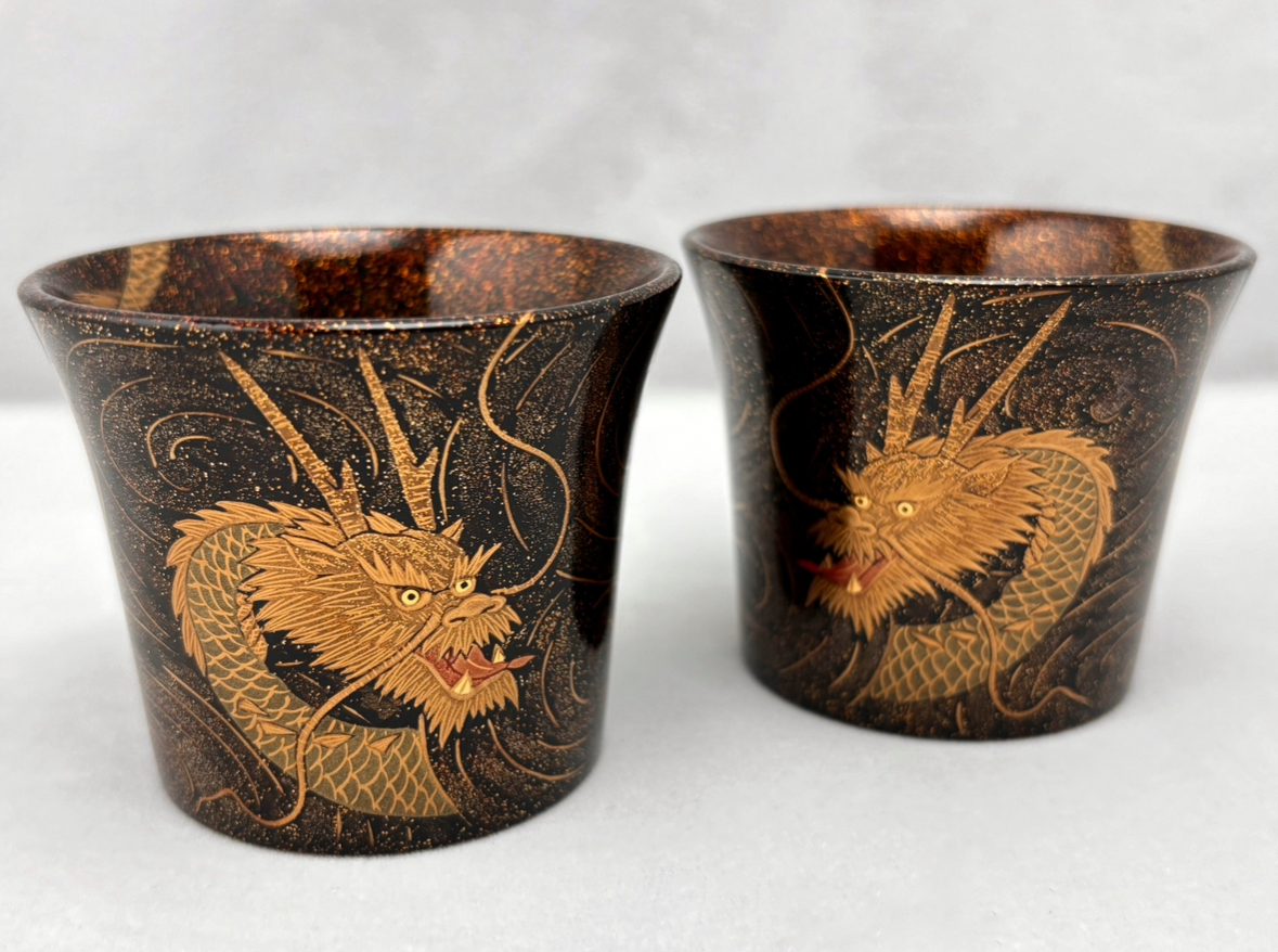 受注制作「五爪龍蒔絵 輪島塗ぐい呑み」