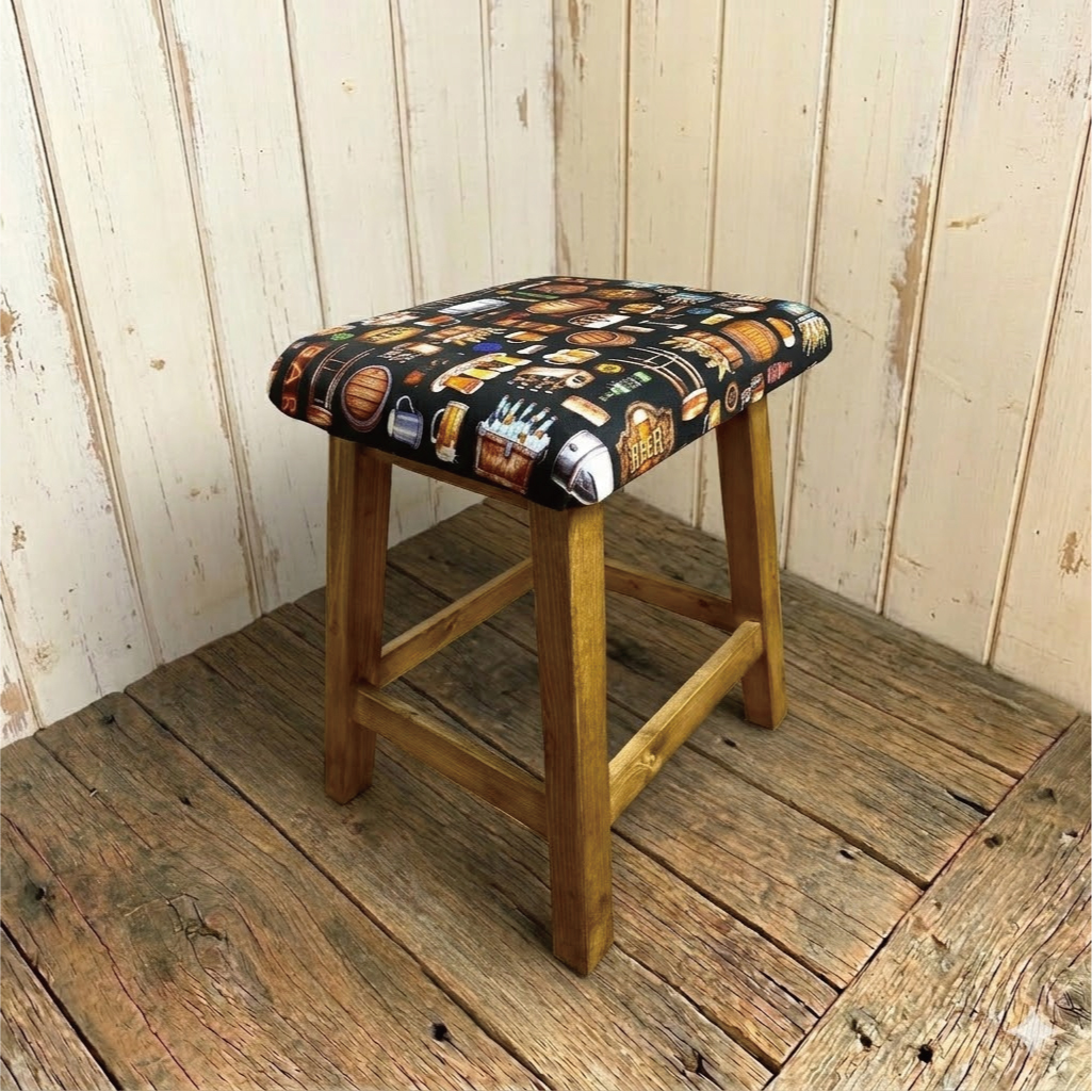 西海岸インテリア BAR & オールドアメリカン柄 クッションスツール