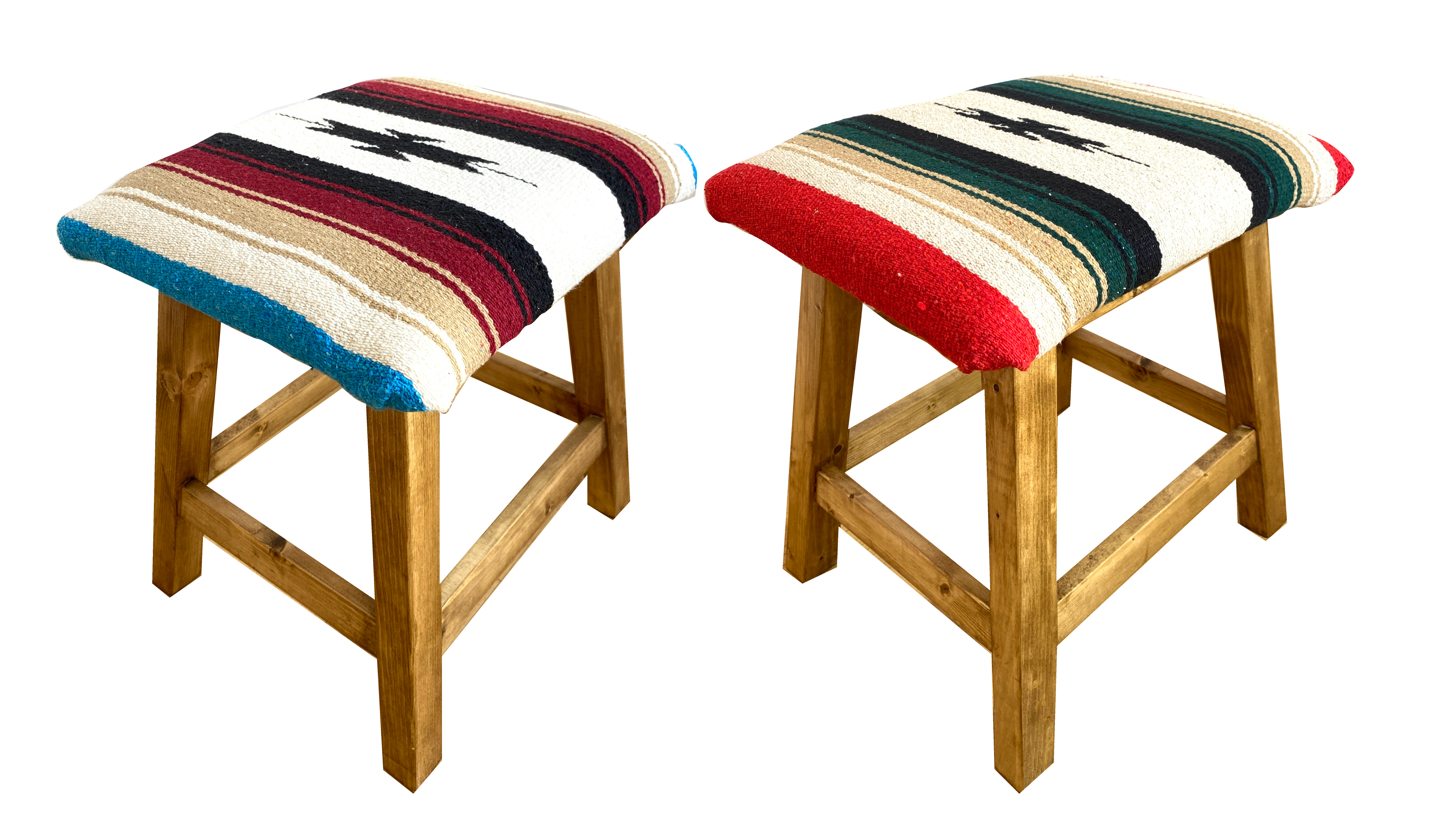 西海岸インテリア メキシカンラグ ネイティブ&オルテガ柄 クッションスツール(全2色)