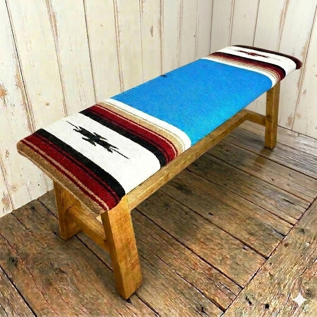 西海岸インテリア　メキシカンラグ　ネイティブ&オルテガ柄　クッションベンチ（全2色）