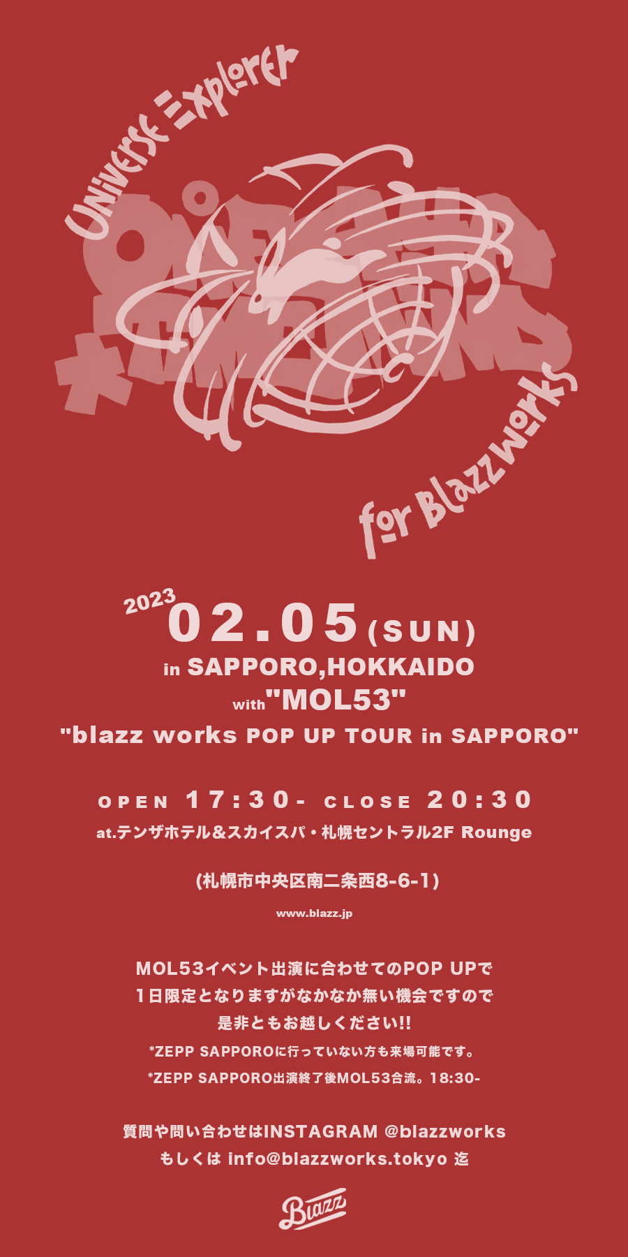 02.05(SUN) in SAPPORO with"MOL53" "blazz"POP UP