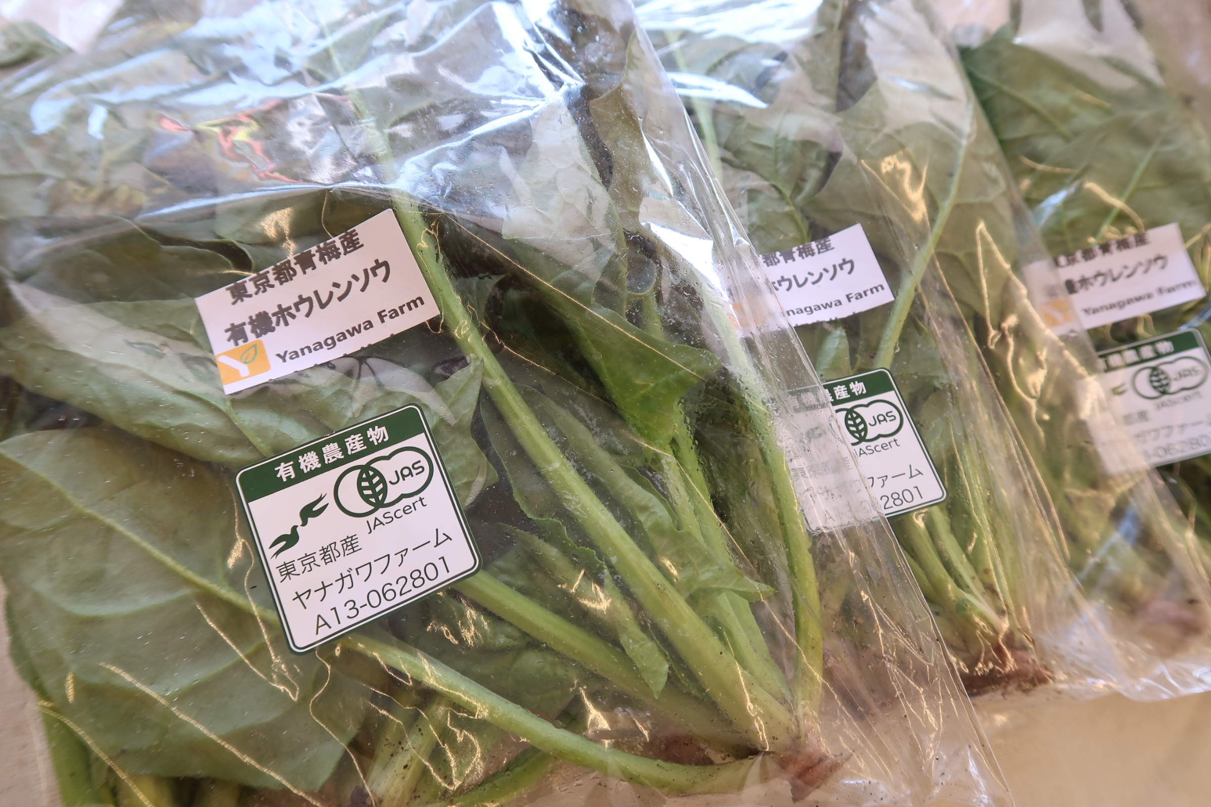 青梅産、有機ほうれん草