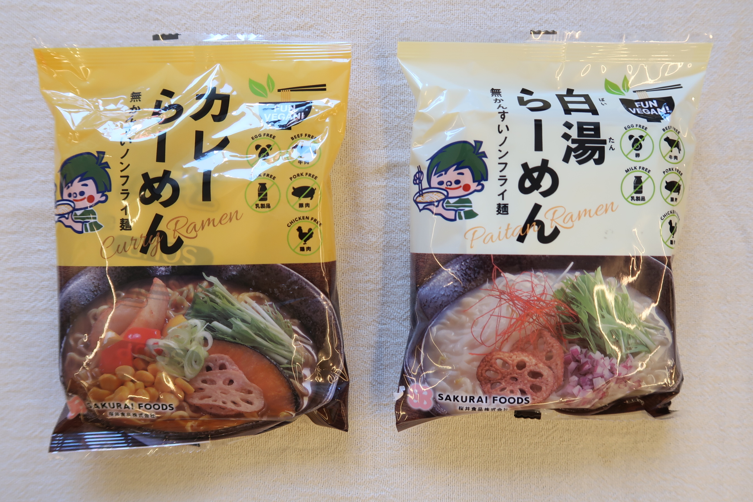 ヴィーガンラーメン、白湯、カレー、入荷です