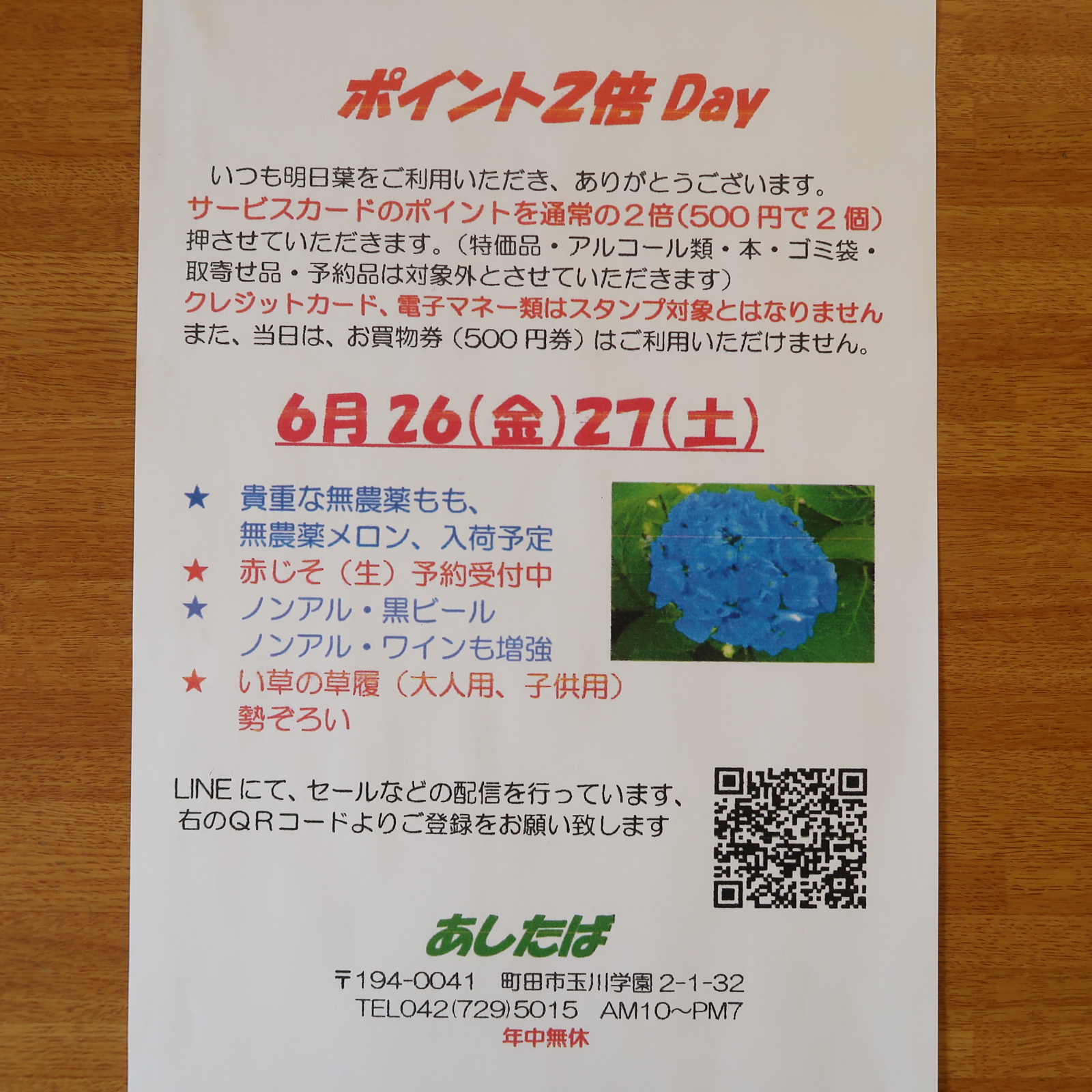 ポイント２倍セールのお知らせ