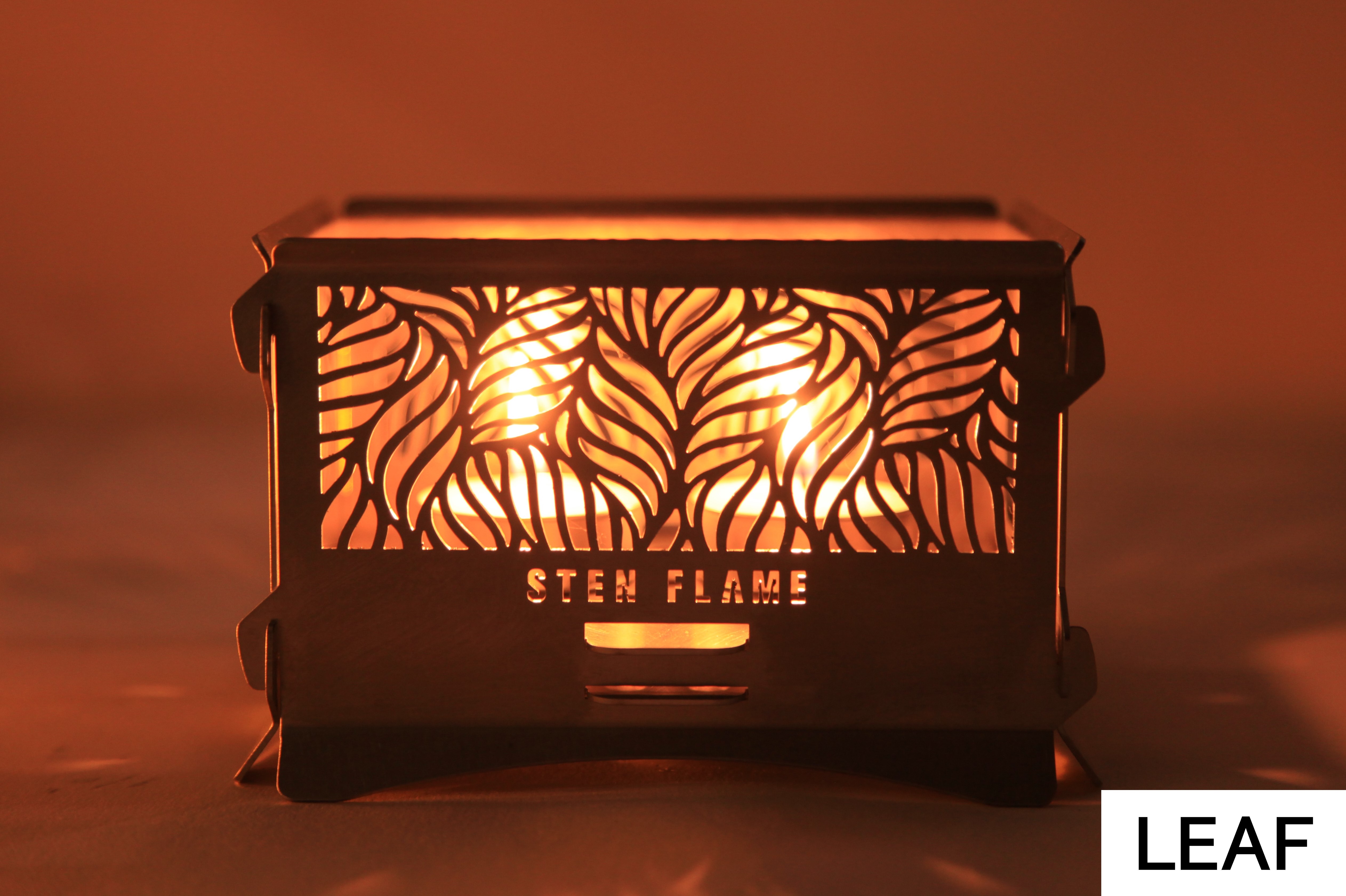 ミニ焚き火台　STEN FLAME LIGHT　 LEAF(リーフ）柄、売り切れとなっております。