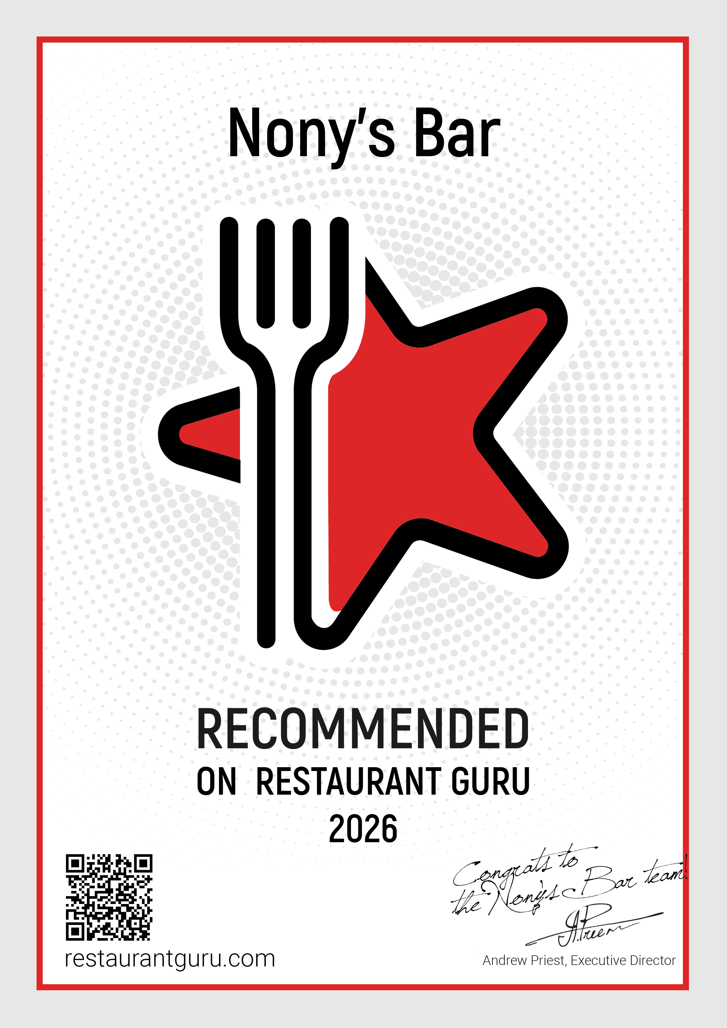 RECOMMENDED ON RESTAURANT GURU 2026受賞