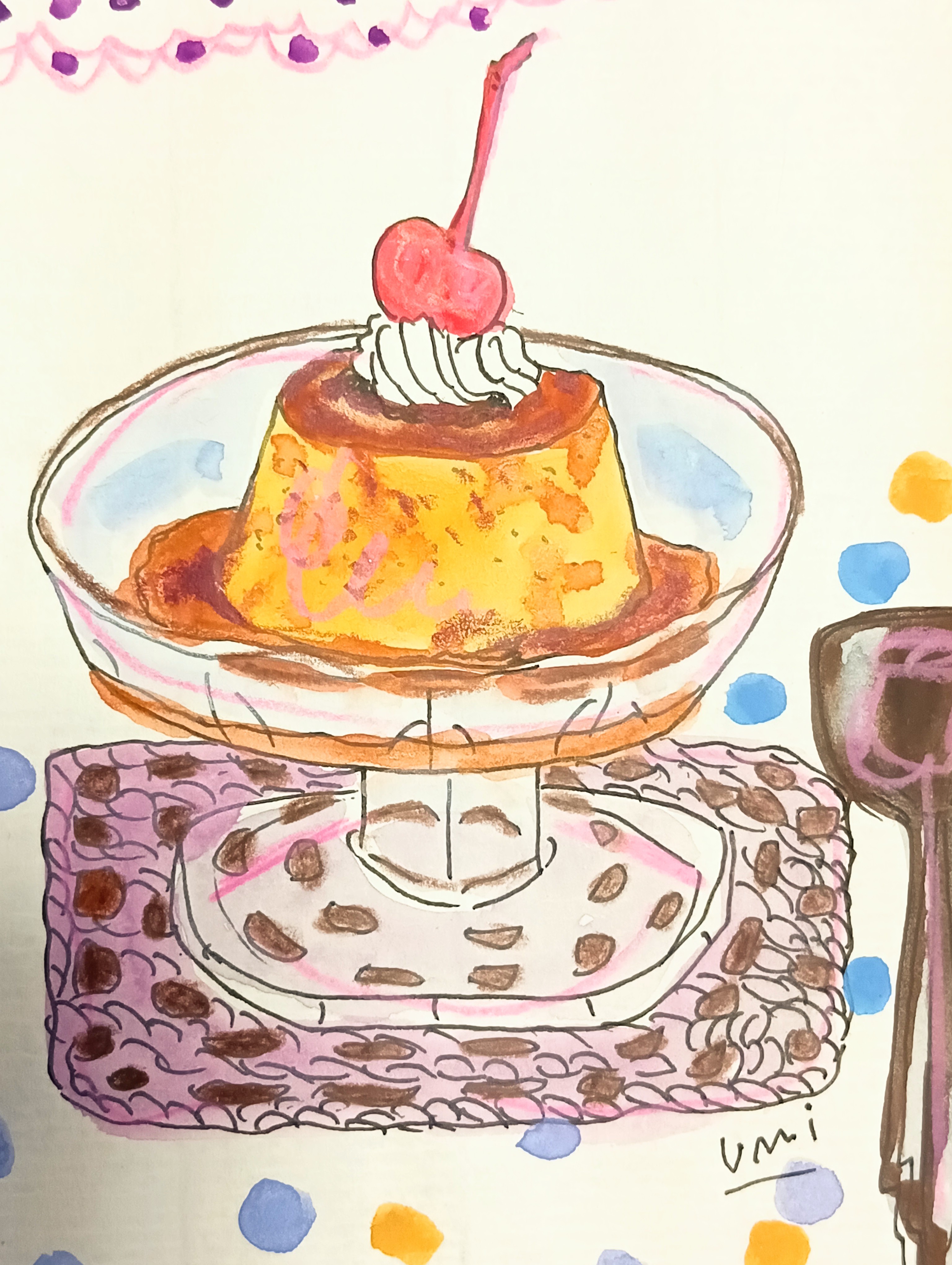 画家の子育て絵日記　vol.36「夜のプリン」