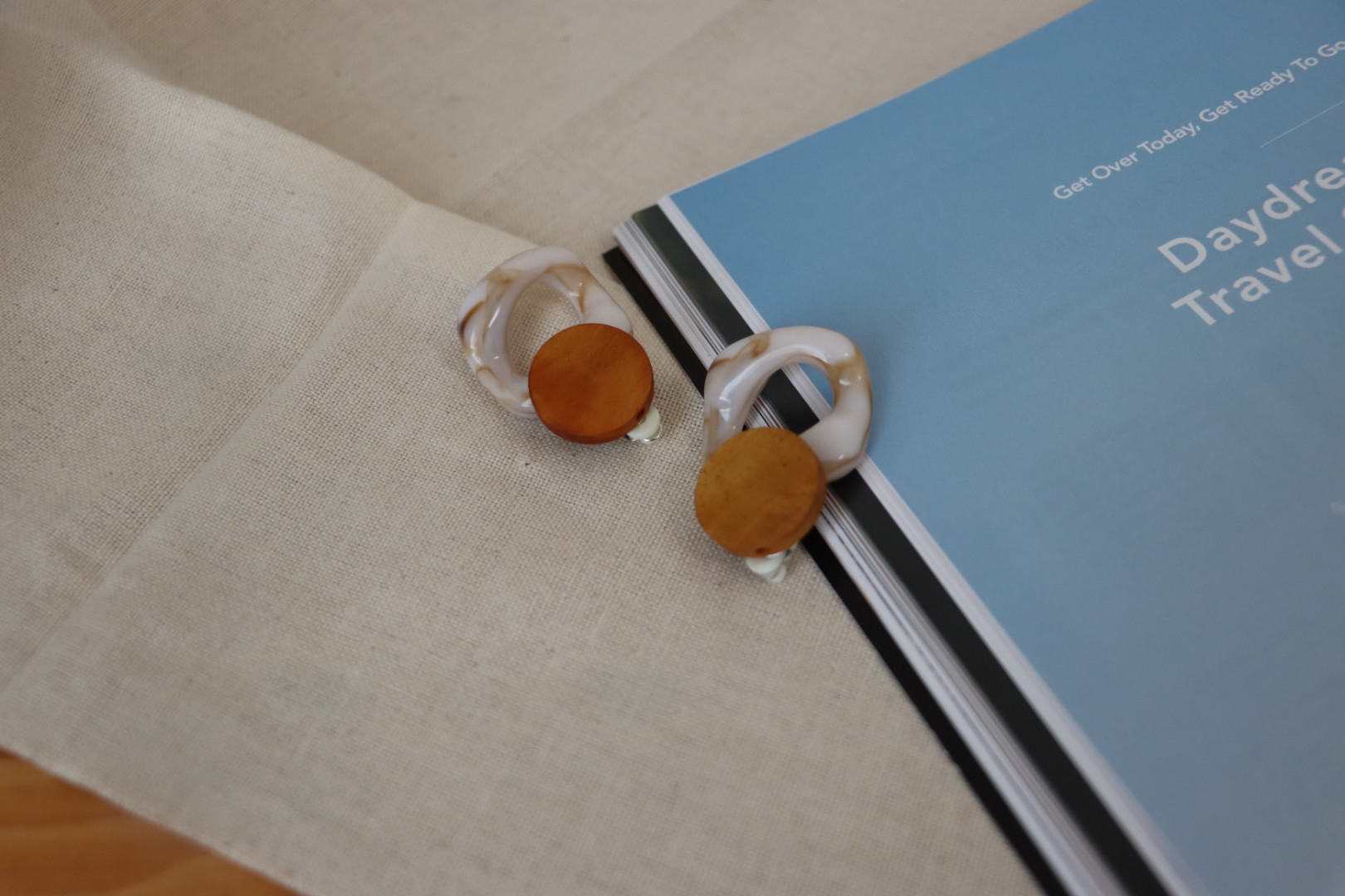 1.25 wood stone earring