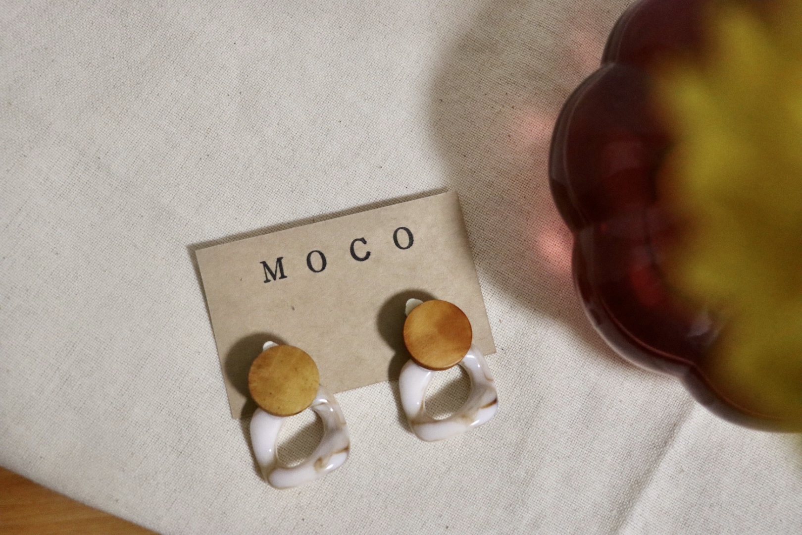 3.3 wood stone earring