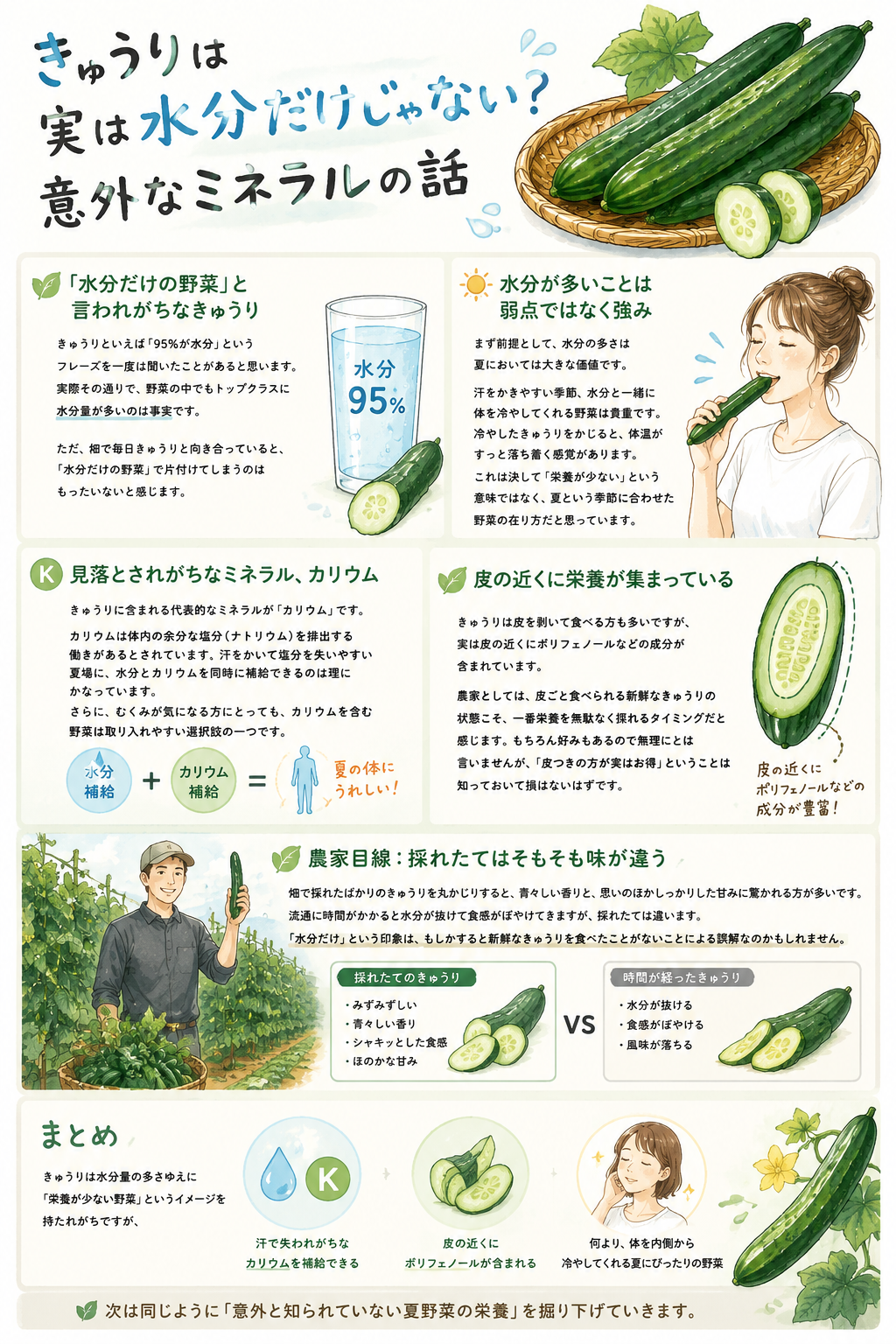 きゅうりは実は水分だけじゃない?意外なミネラルの話