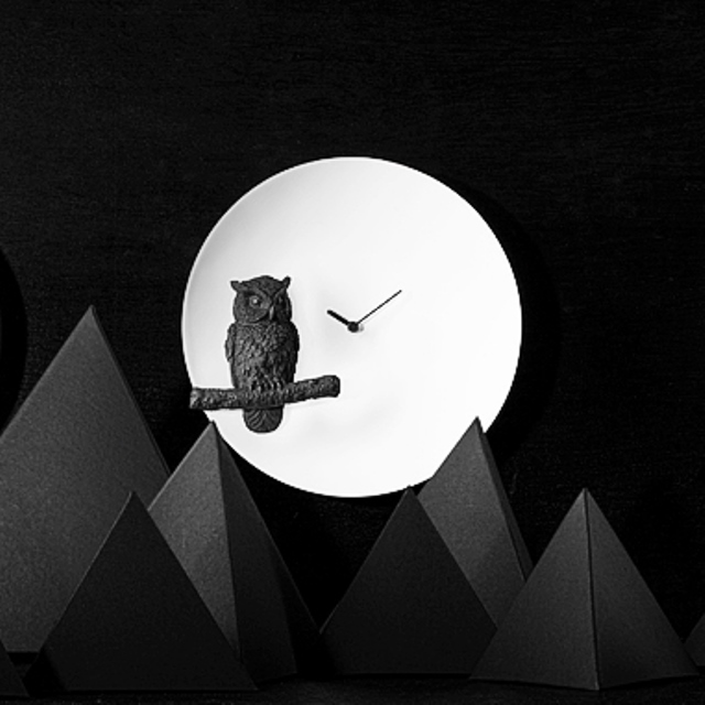 【　デザイン雑貨　Moon Clock-Owl　】
