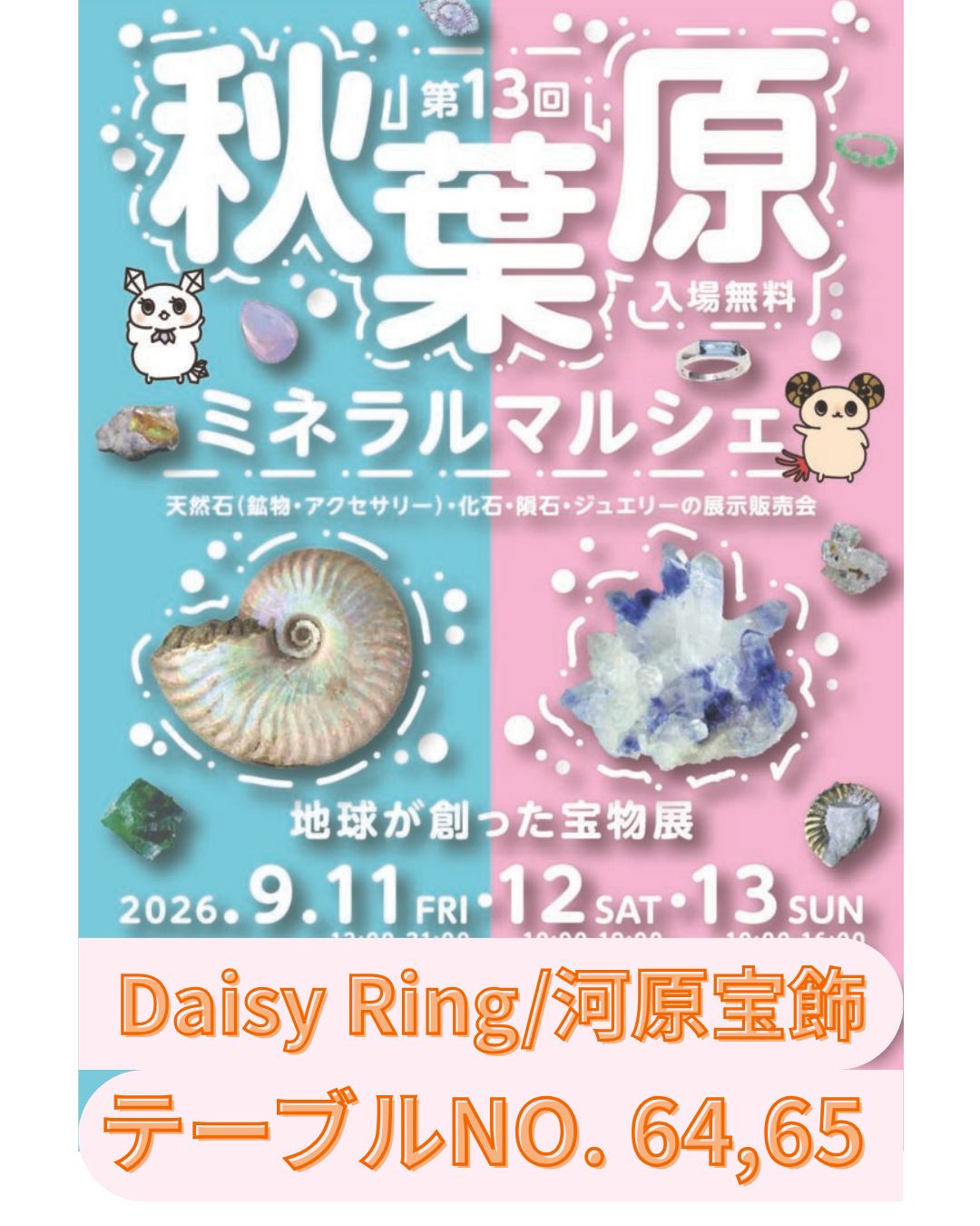 2026年9月11日(金)〜13日(日) 第13回 秋葉原ミネラルマルシェに出展します✨