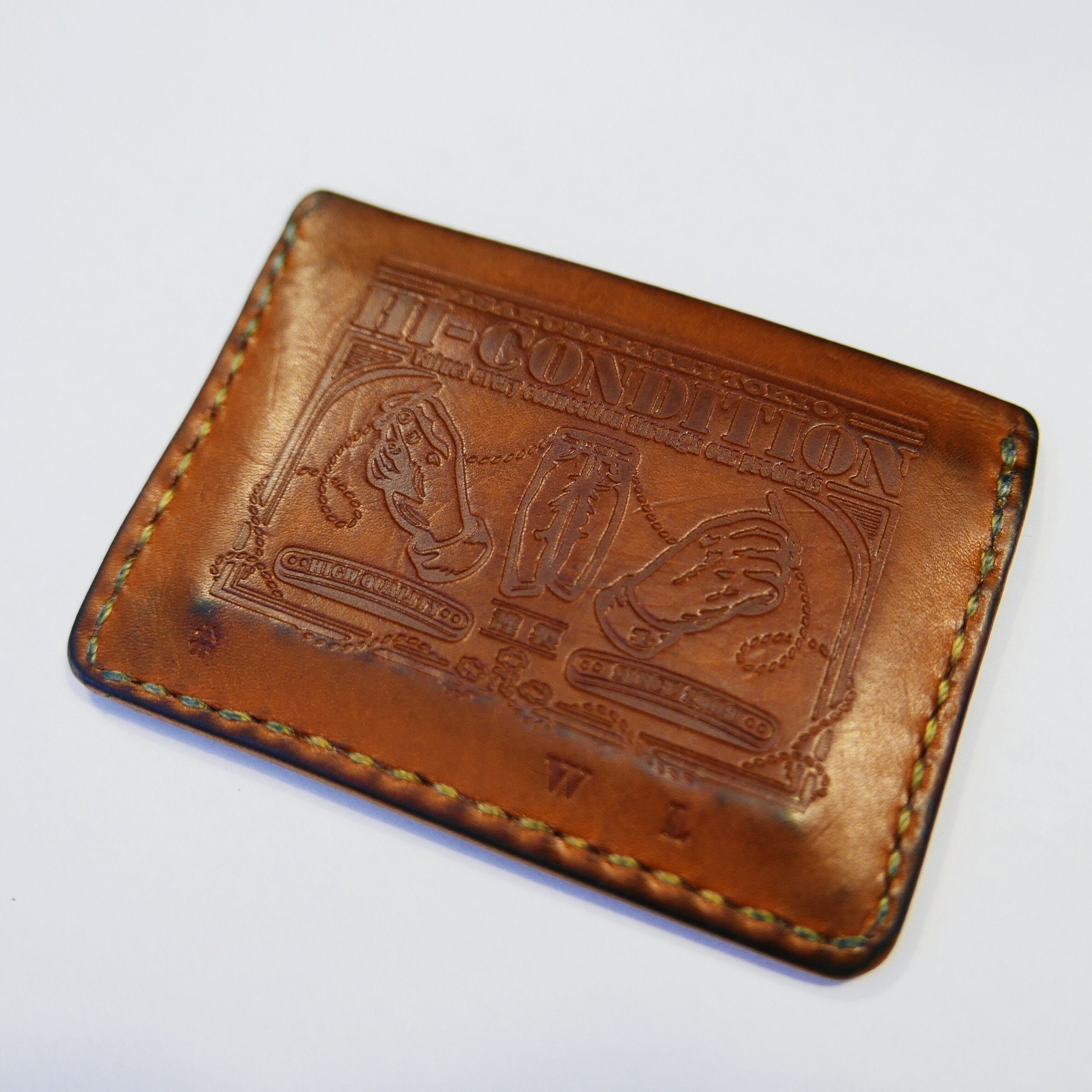 LEATHER PATCH PASS CASE ( CAMEL )