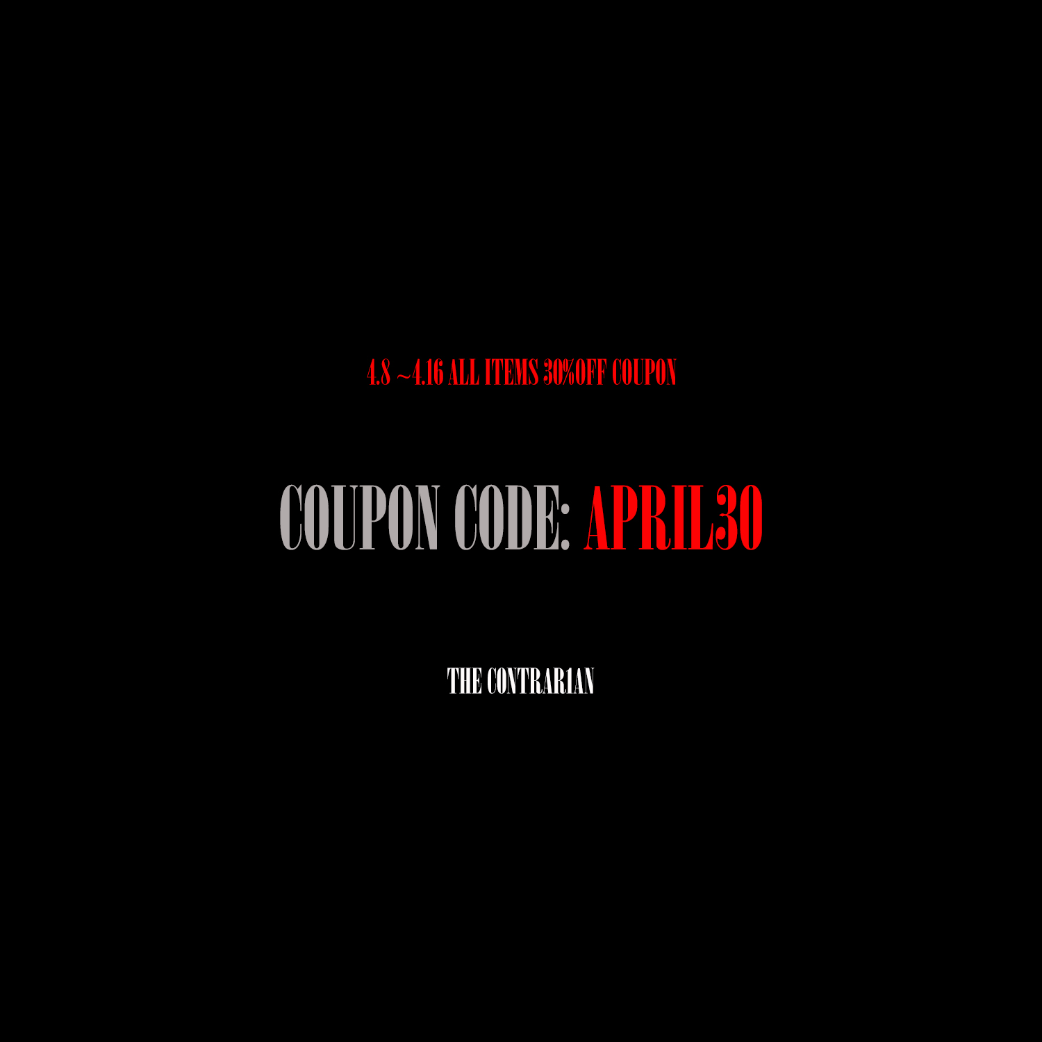 APRIL30 -30%OFF COUPON-