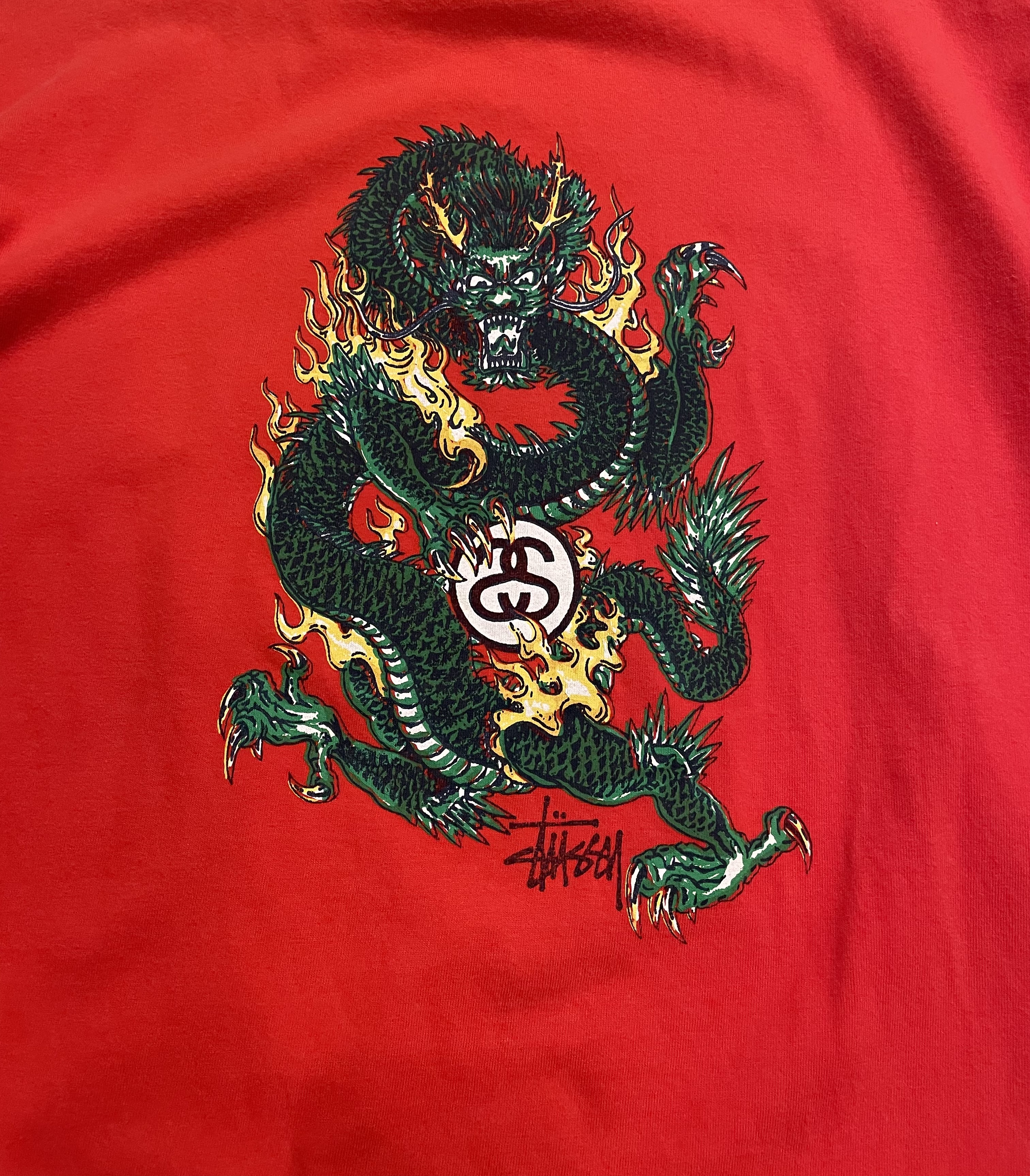 Stussy の人気のモチーフ90’s 紺タグ「ドラゴン」Tシャツ