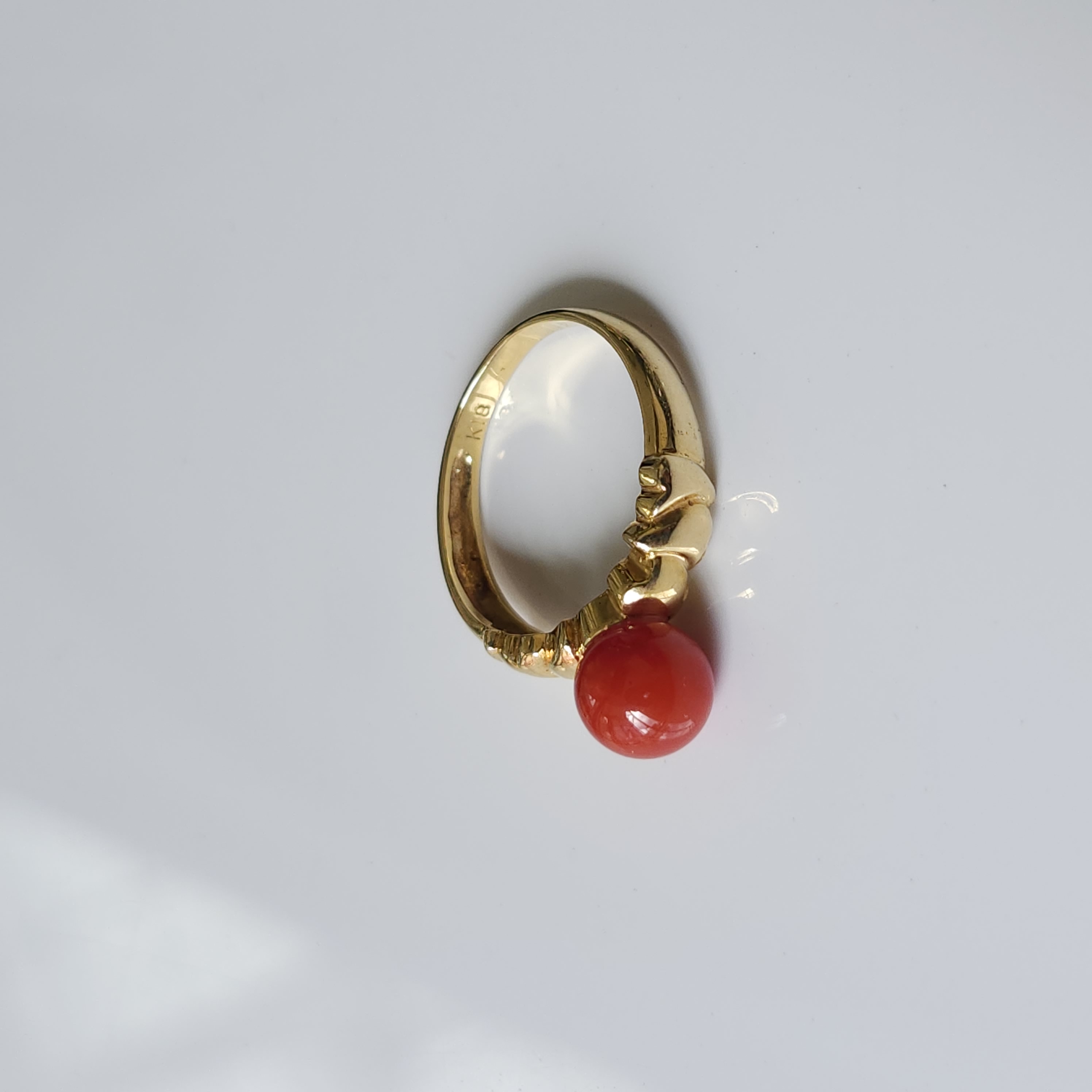 【新掲載】赤珊瑚玉リング(K18)