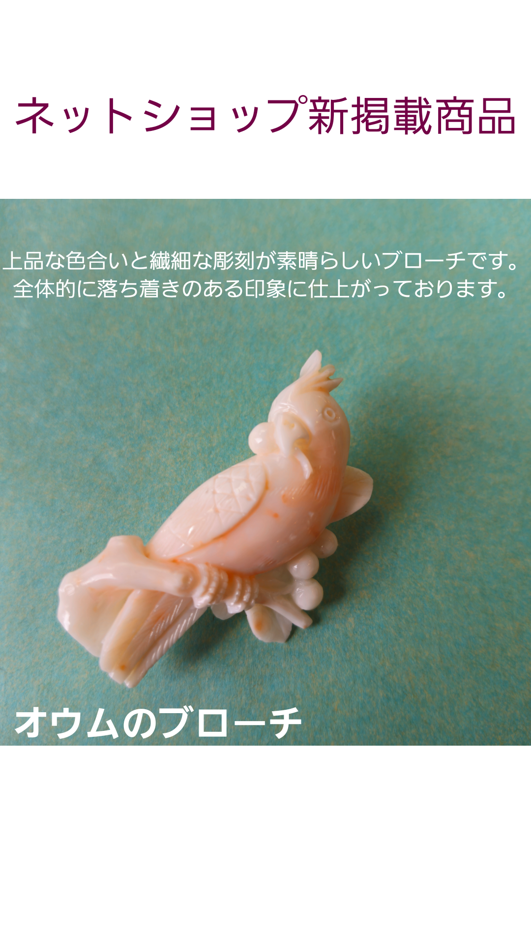 【新掲載】オウムのブローチ　を追加しました