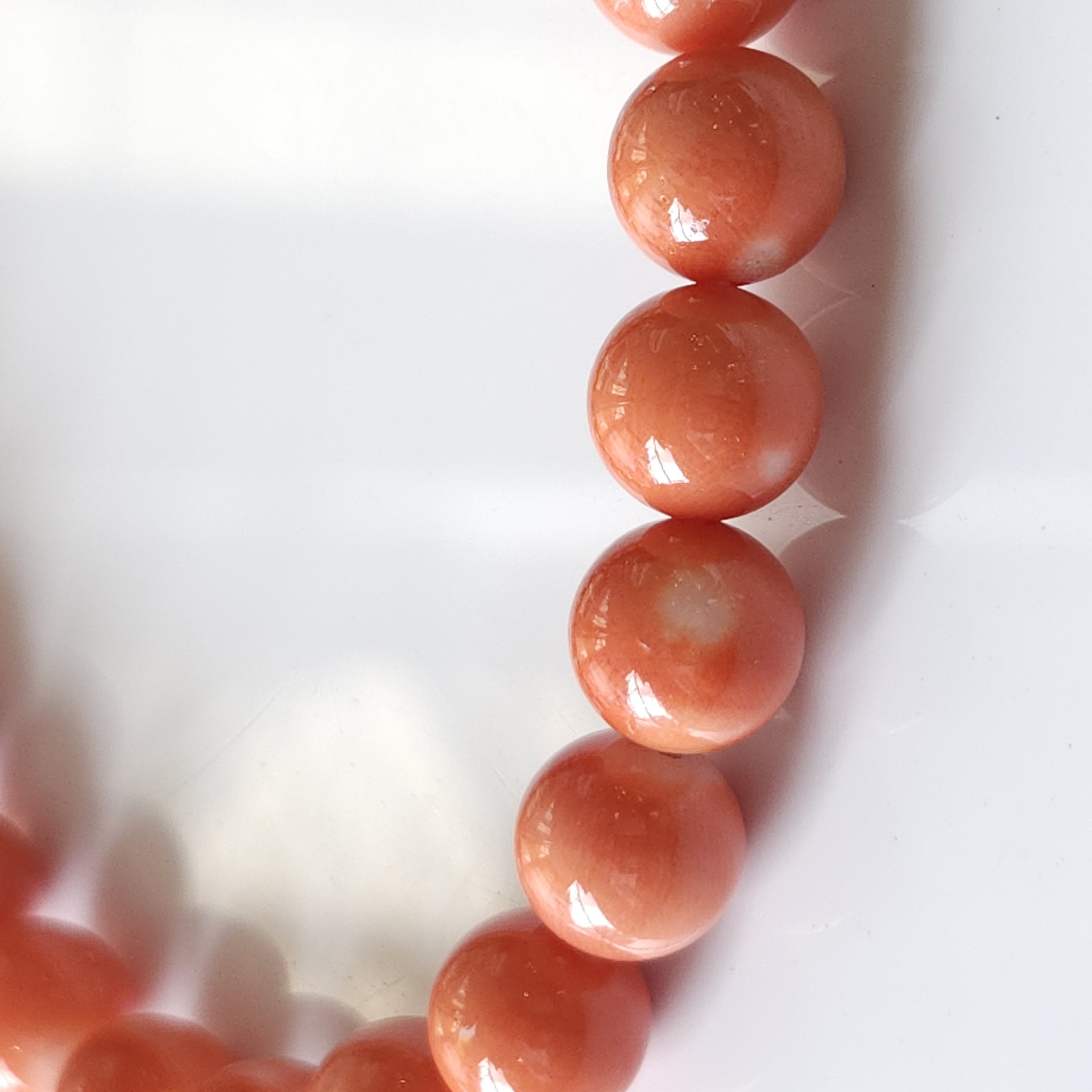 【新掲載】桃色珊瑚玉ゴムブレスレット