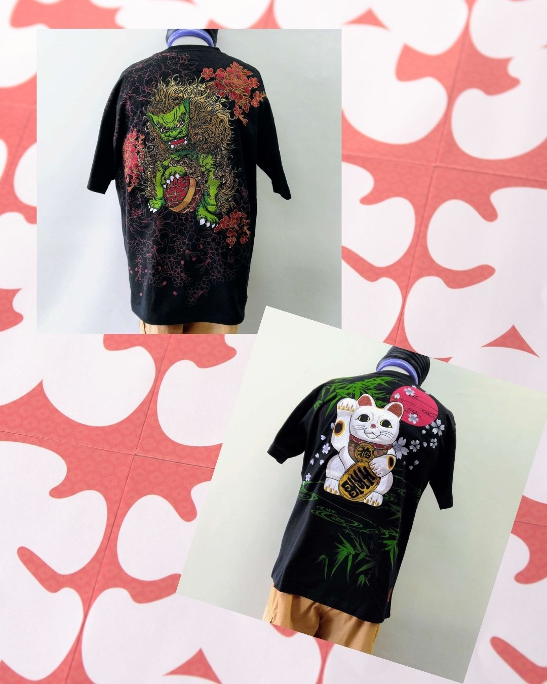 和柄刺繍Tシャツ