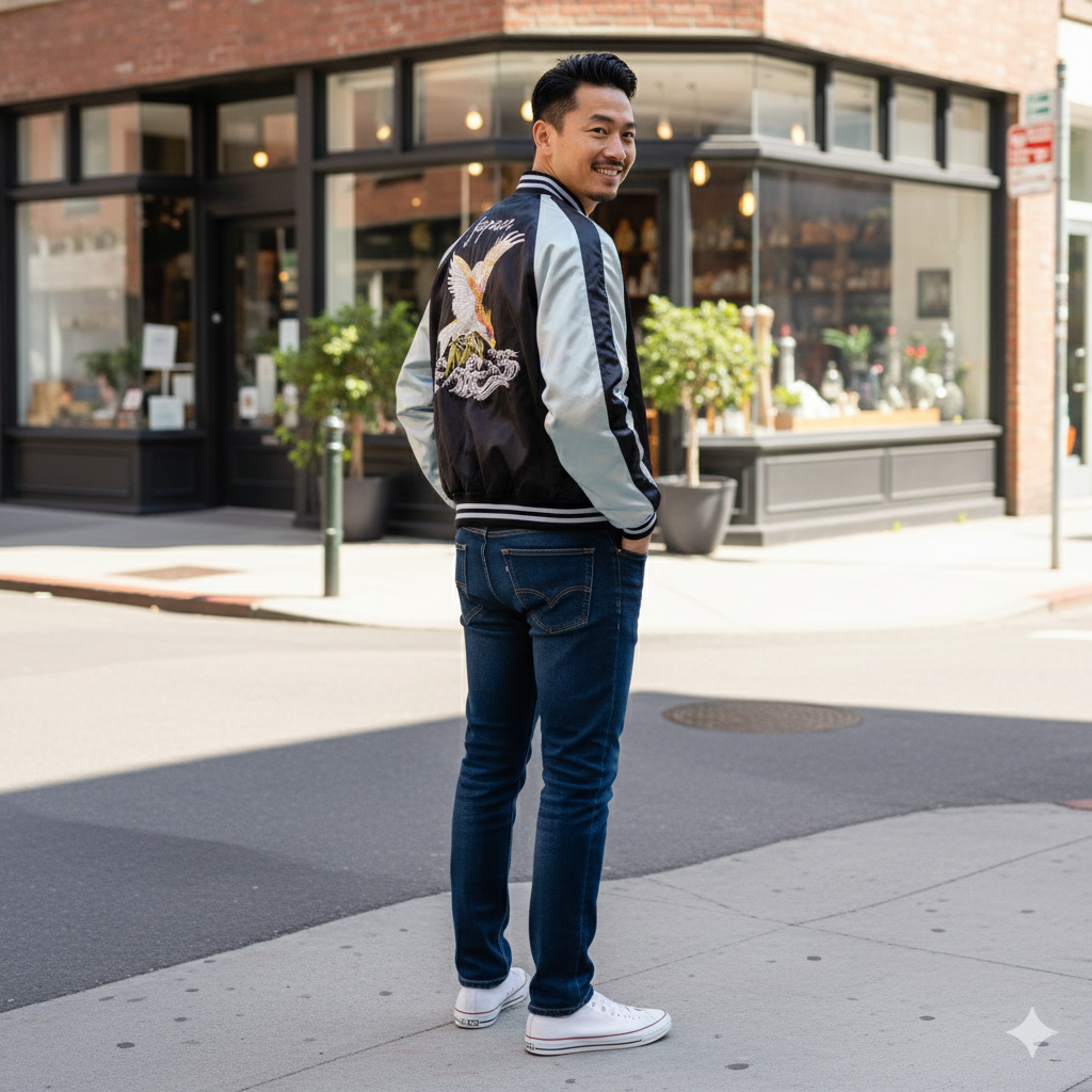 波タカ刺繍 スカジャン