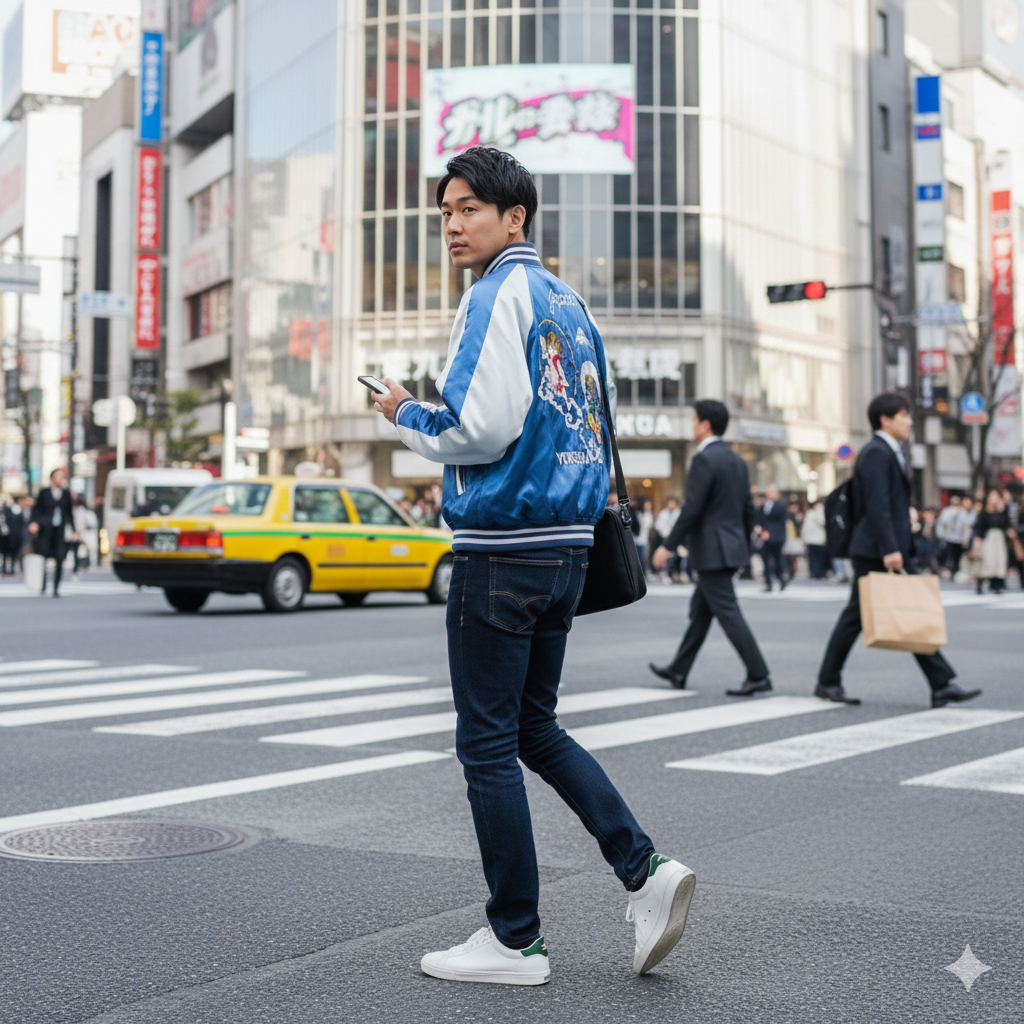 風神雷神刺繡のスカジャン