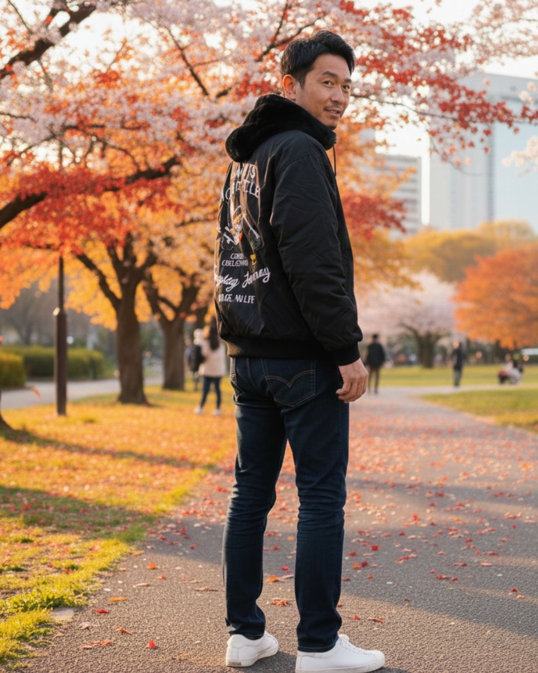 スヌーピー刺繍　リバーシブル　ブルゾン