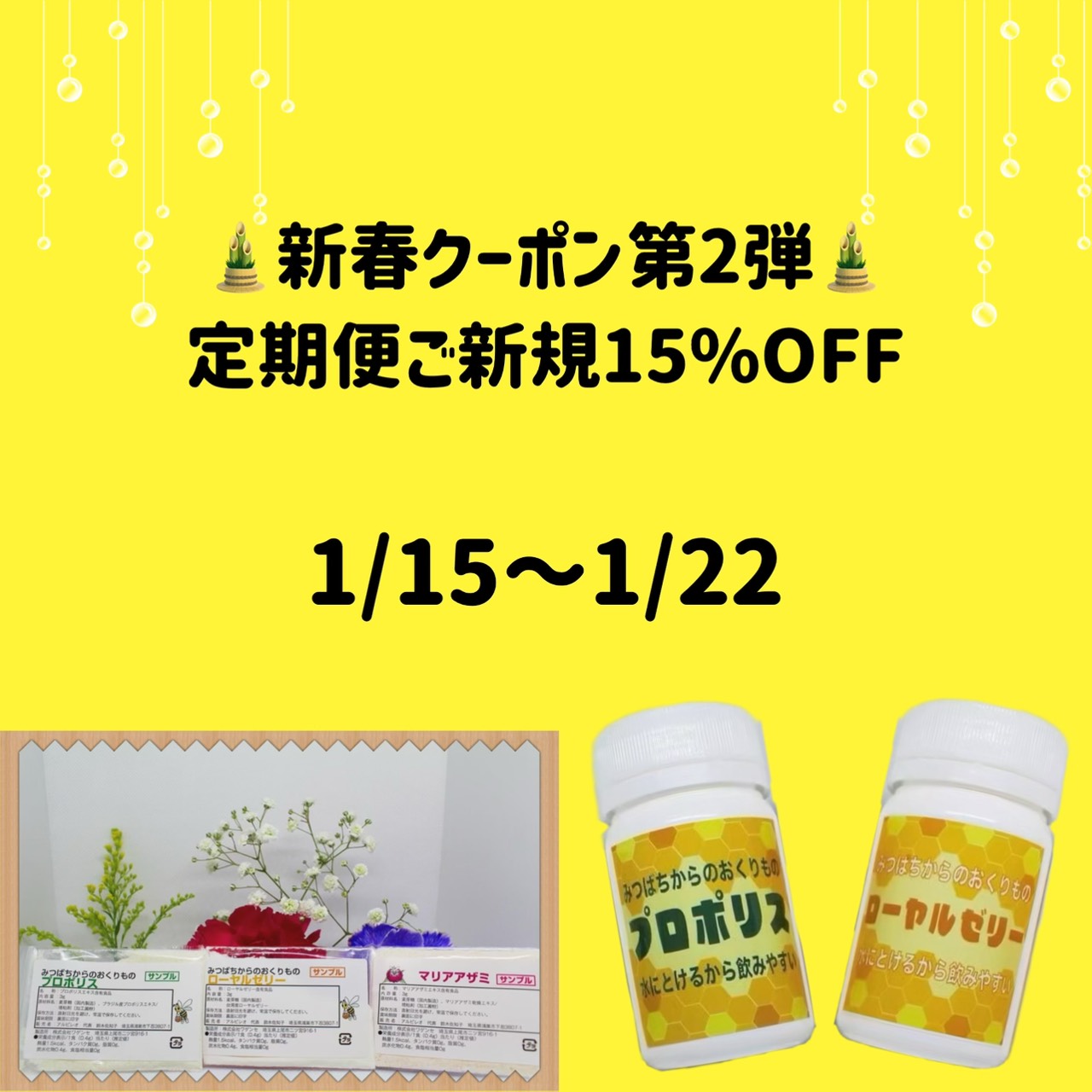 新春初売り企画第二弾は定期便ご新規15％OFFクーポン！！