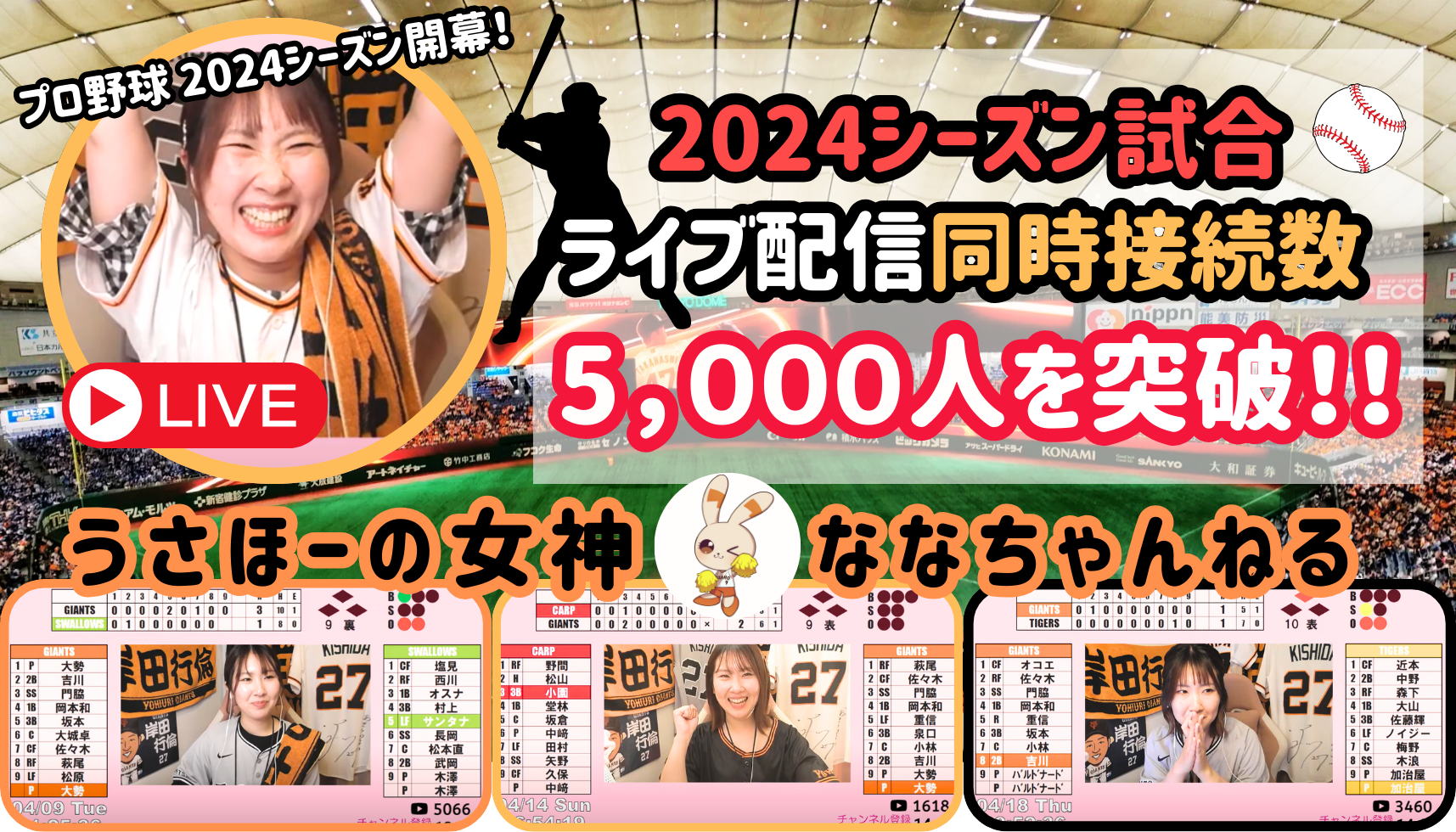 松沢奈々聖  うさほーの女神🐰ななちゃんねるライブ配信同時接続数５，０００人突破！