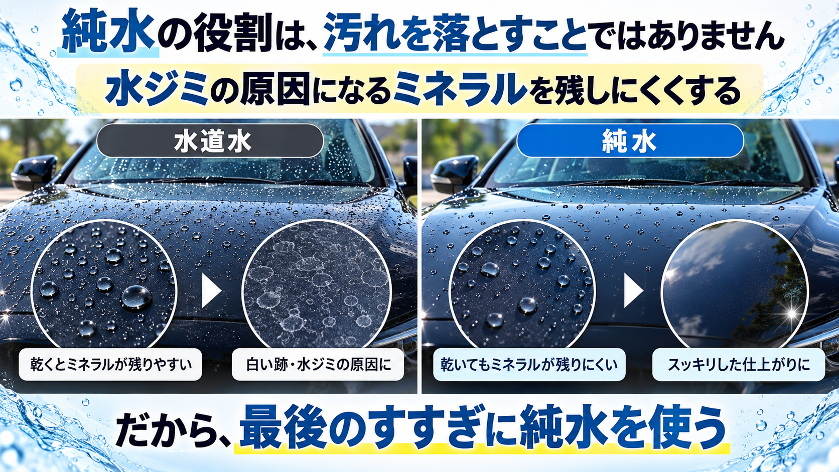 純水洗車は意味ない？期待できる効果とHydro Clean PROを使うべき理由