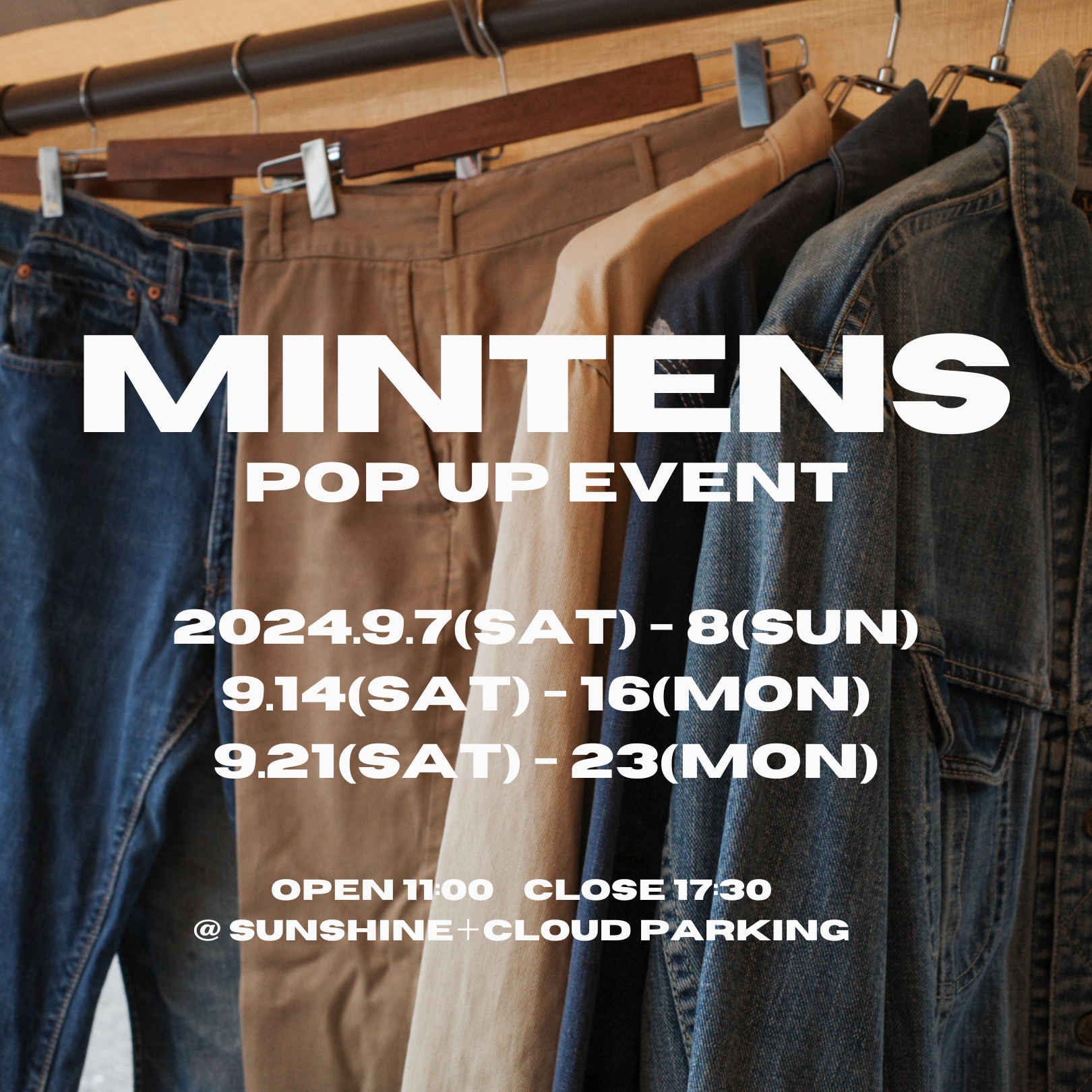 9/14~16、9/21~23 POP UP EVENT @SUNSHINE＋CLOUD