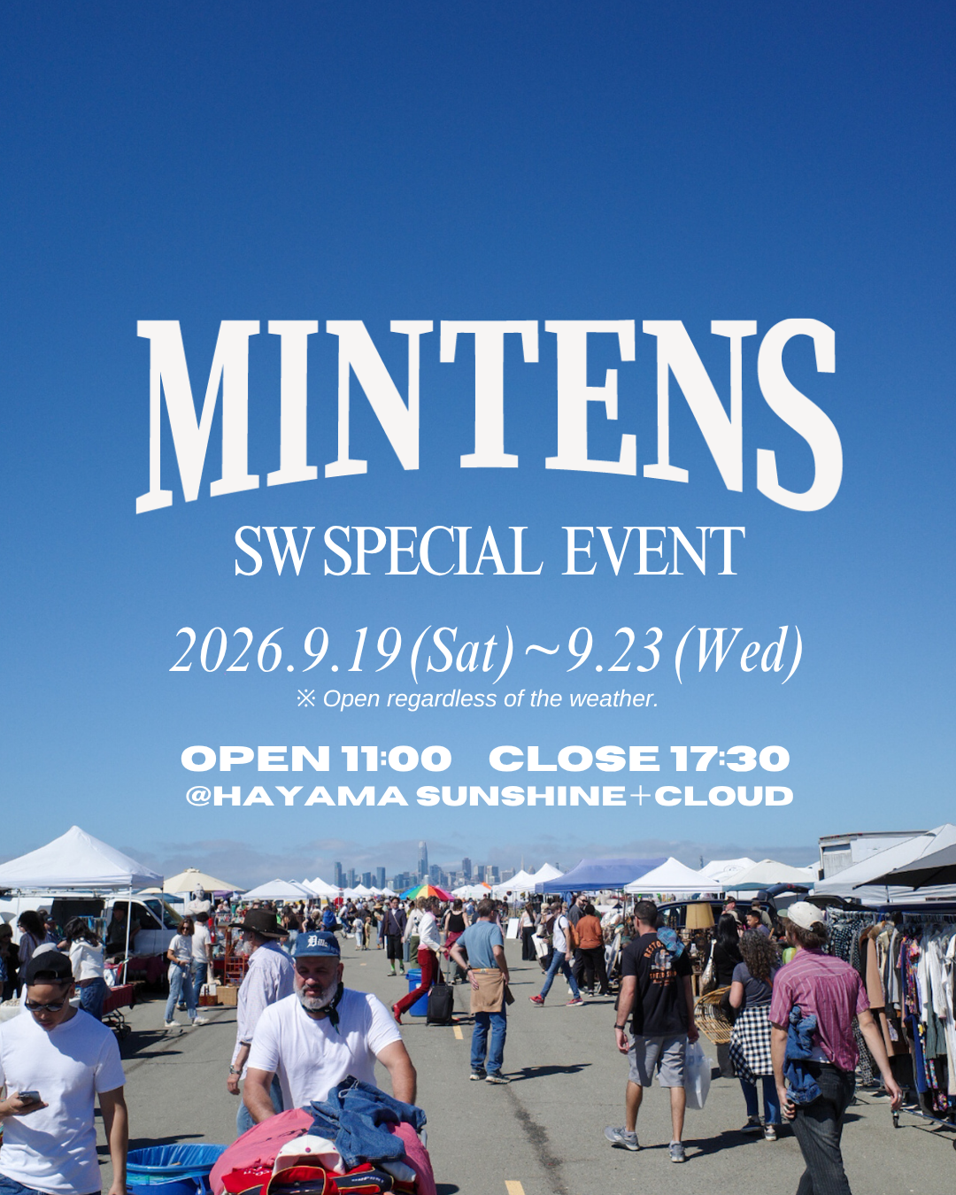 9/19(土)~9/23(水) 葉山スペシャルイベントは天候関係なく全日程出店します。