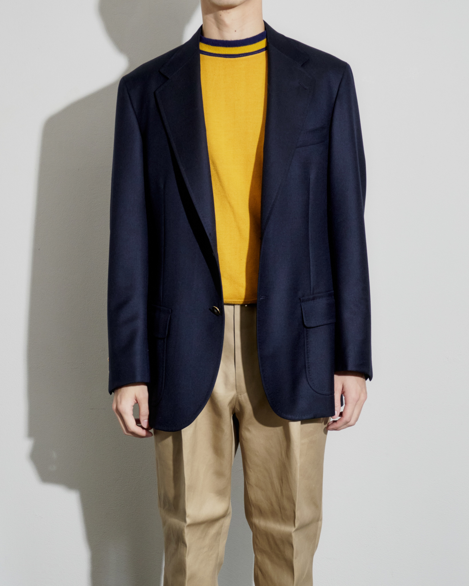 最高級イタリア製 DRAPERS生地、ヴィンテージメタルボタンを使用したスペシャル紺ブレを製作。