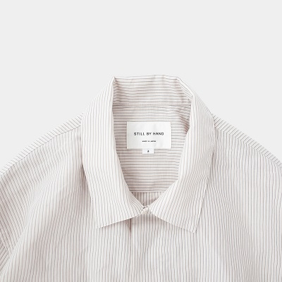 STILL BY HAND スティルバイハンド SH02211 綿麻ストライプブルゾンシャツ