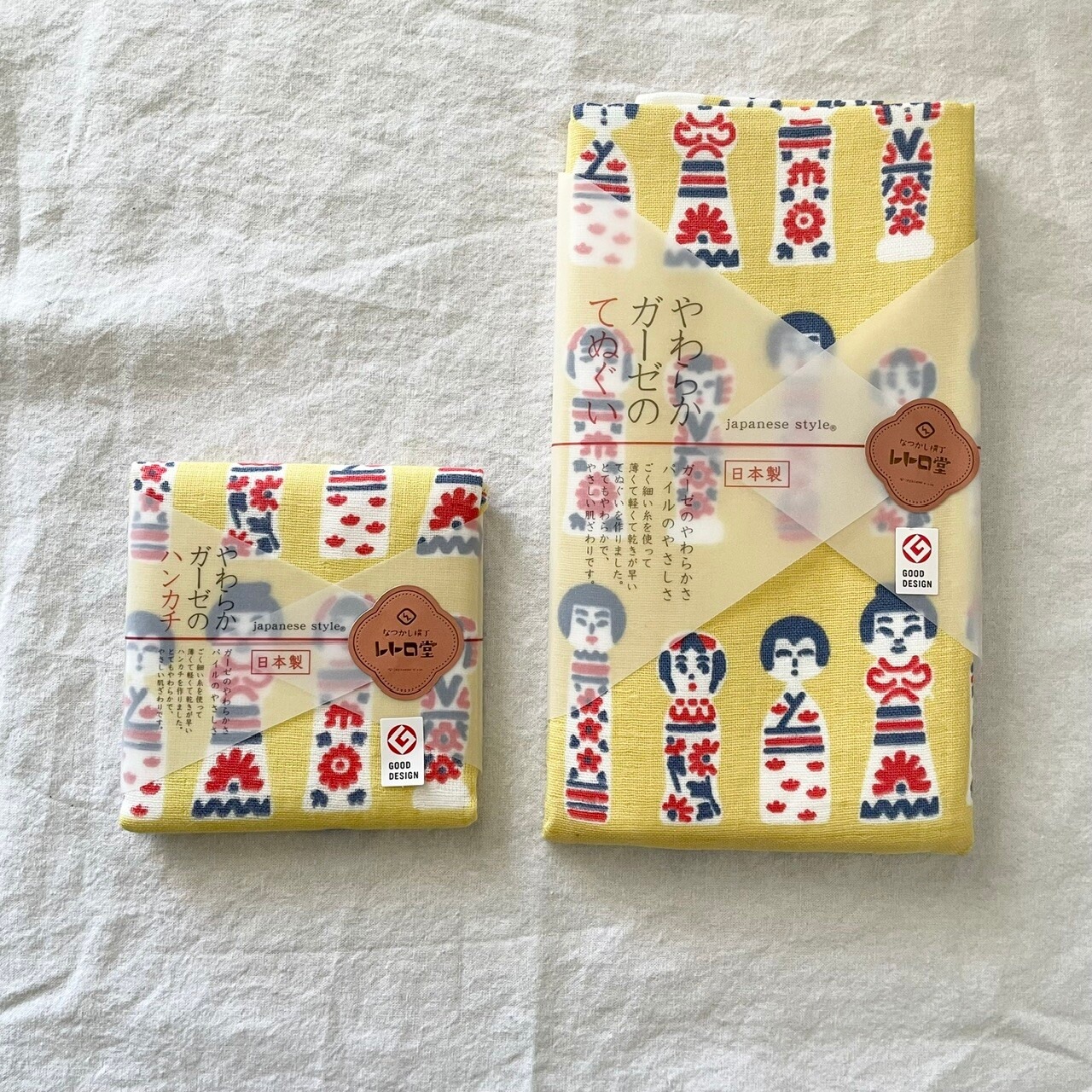 日本の技術が光る!グッドデザイン賞受賞のこけしハンカチ&手ぬぐいタオル。