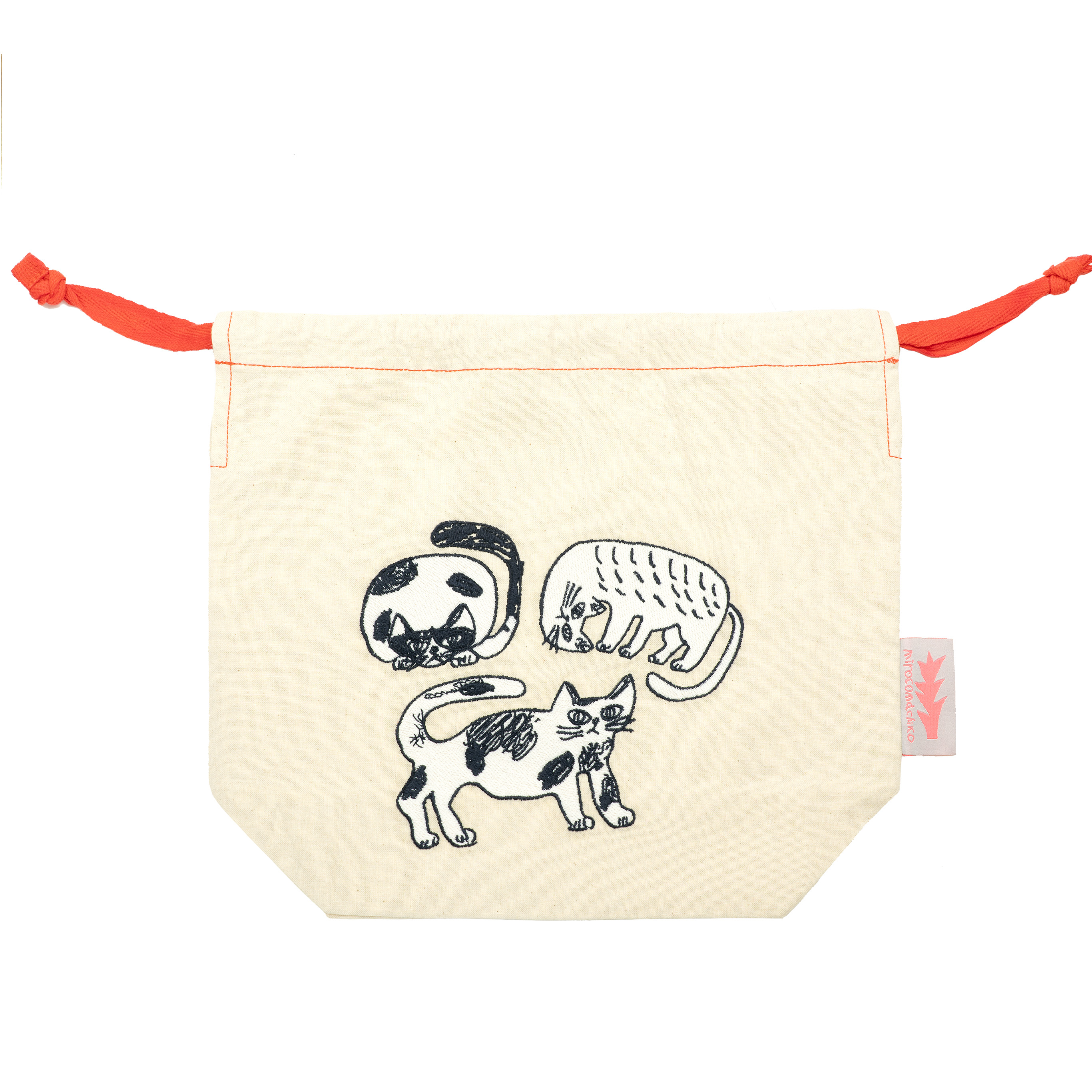 両面刺繍が美しい！2WAY仕様でタグまでカワイイ、ミロコマチコさんの新作巾着バッグ入荷しています。
