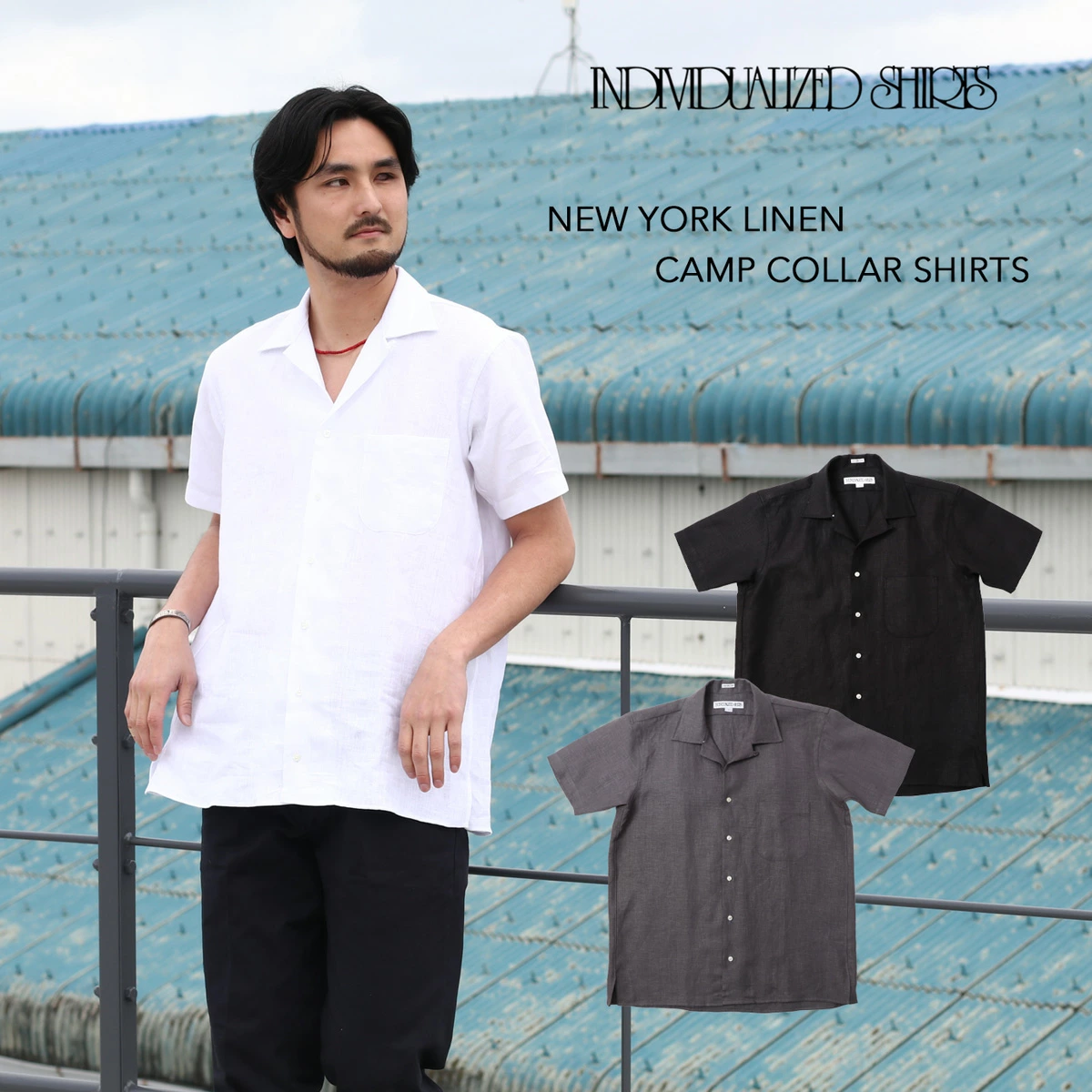 ≪New in≫NEW YORK LINEN CAMP COLLAR SHIRTS
