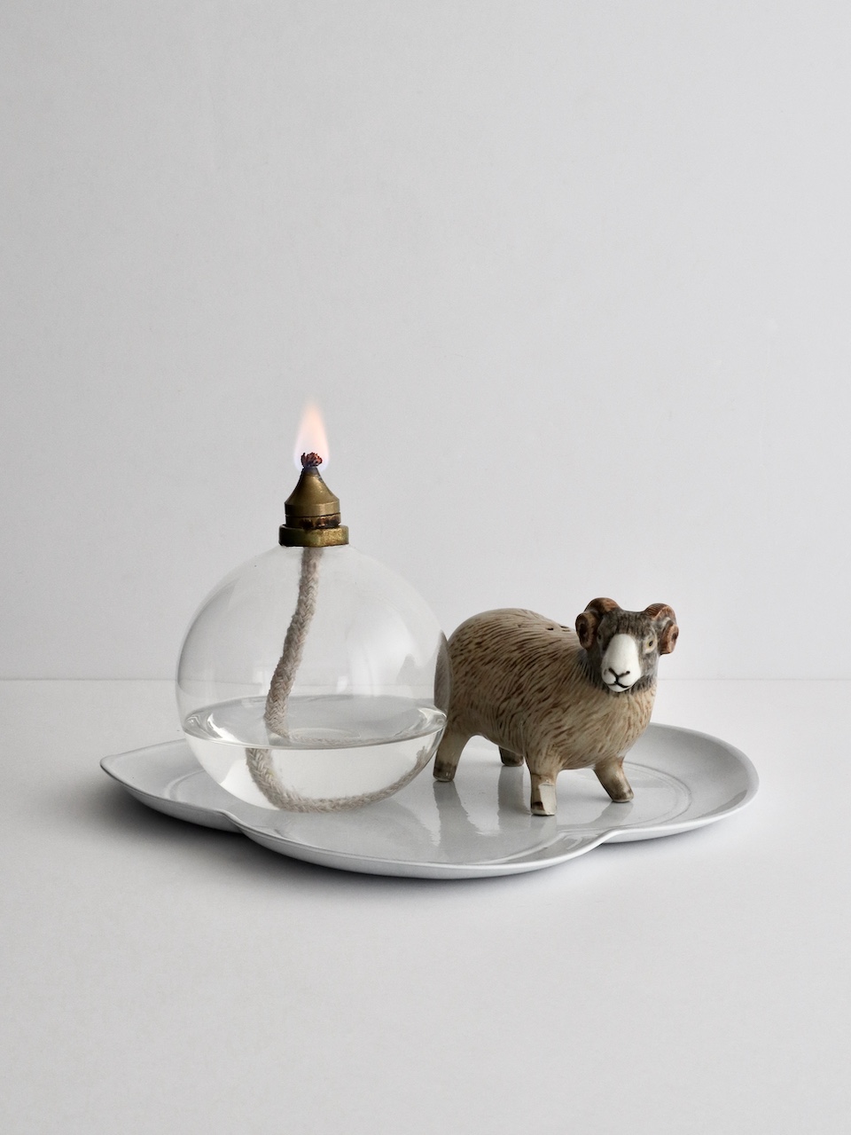 Glass Ball Oil Lamp Brass Fittings Clear