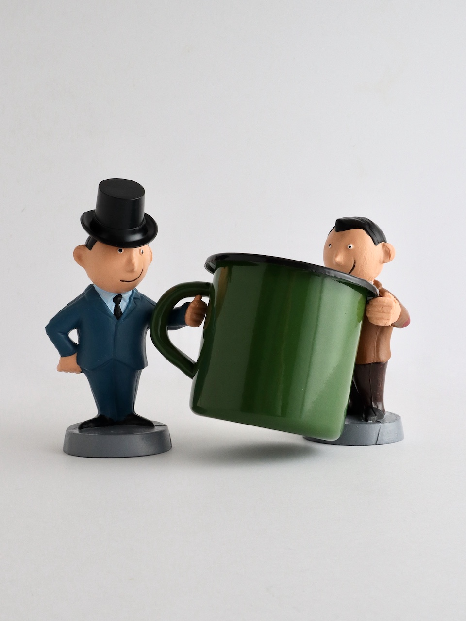 Pen Stand Gentleman Top Hat & Brown Jacket