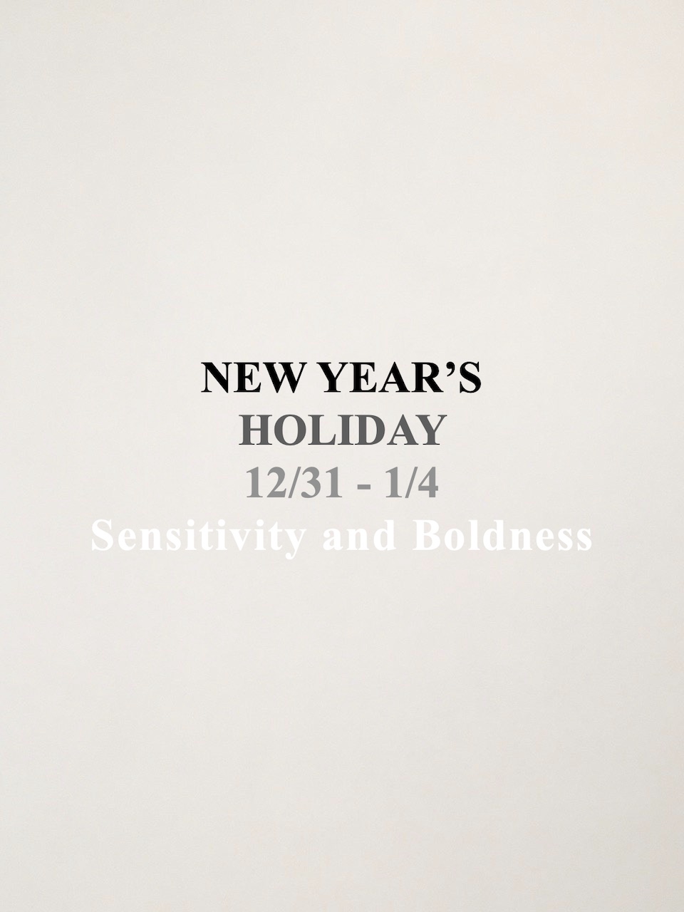 年末年始休業のお知らせ。12/31（水）〜1/4（日）