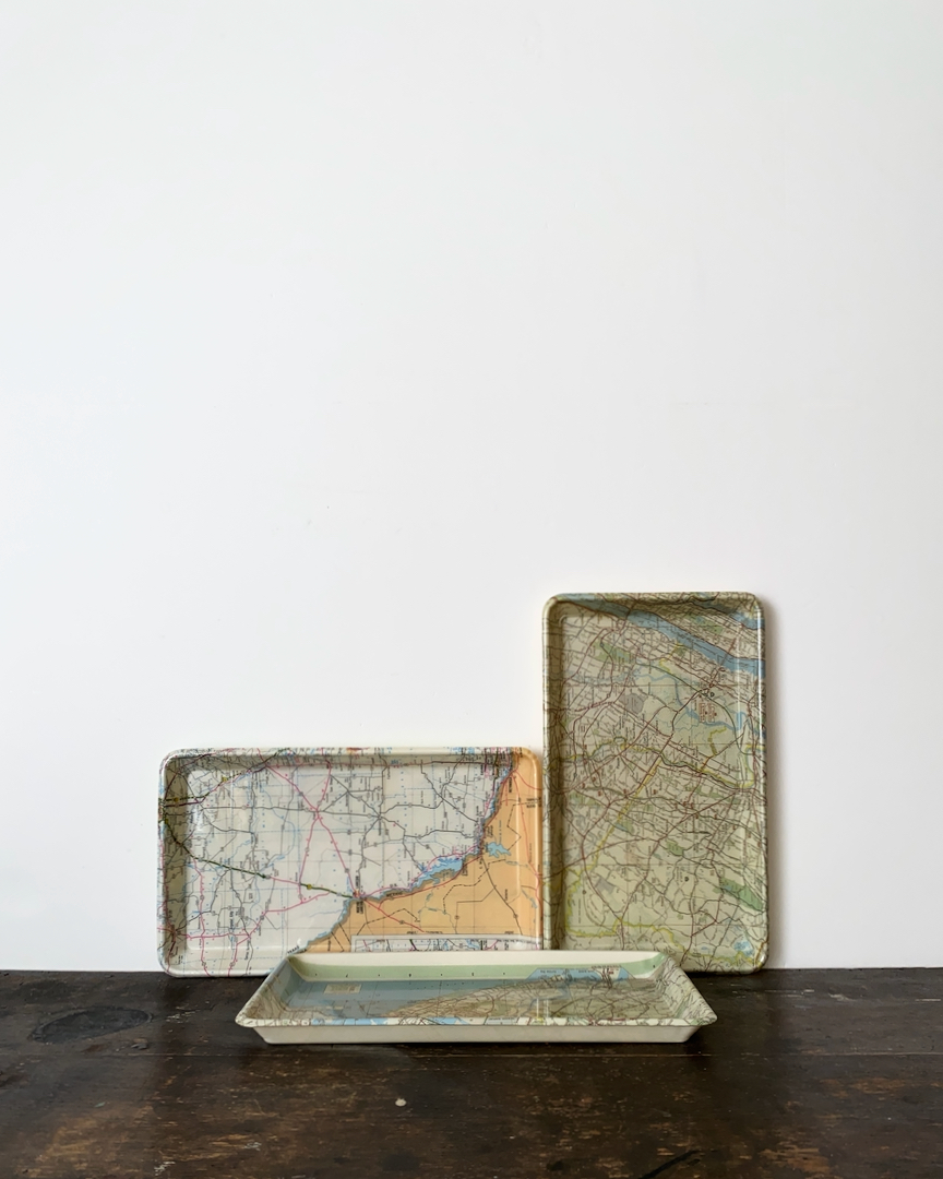 Tray Old Map L｜古い地図柄のトレイ L