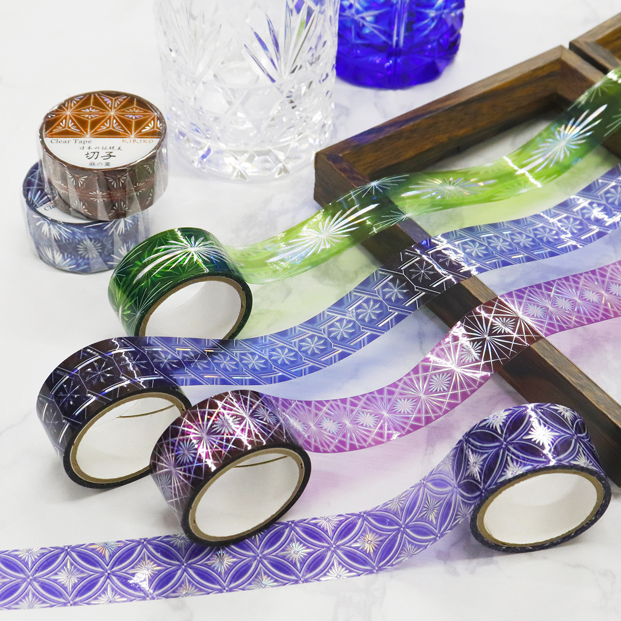 追加情報📣✨新作✨日本の伝統美✨切子クリアテープ✨ホログラム箔✨