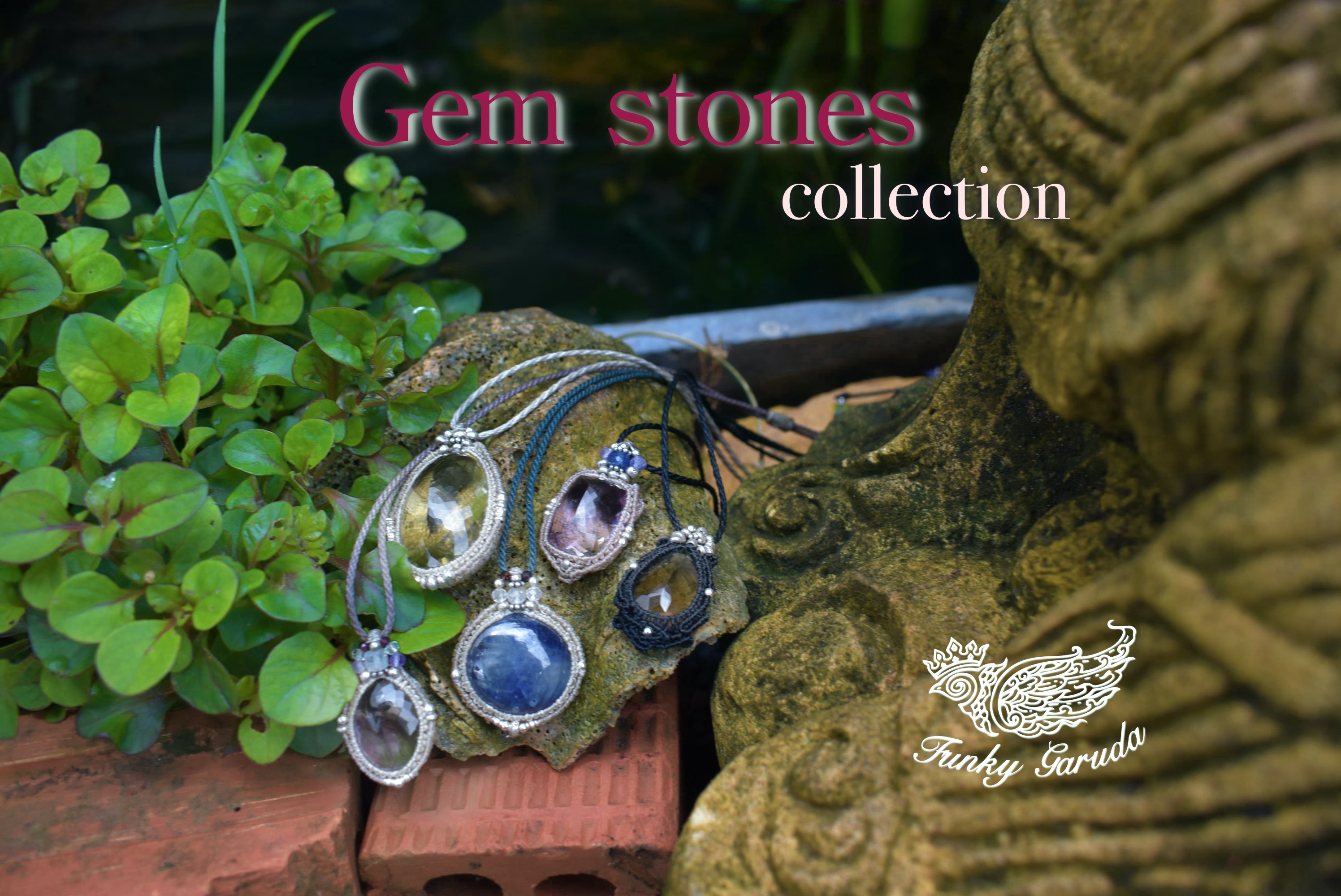 新作宝石質のマクラメペンダント