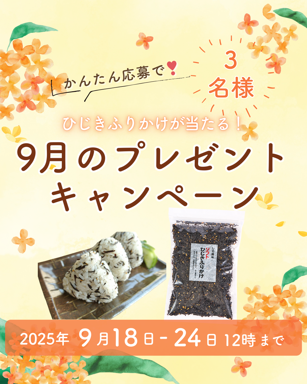 🎁9月のプレゼントキャンペーン開催中🎁【Instagram内】