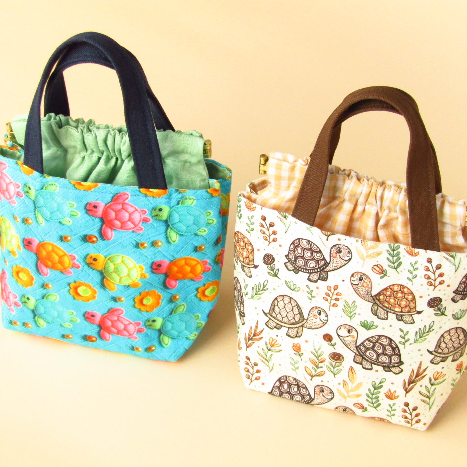 New！ばね口金のプチトート ２柄