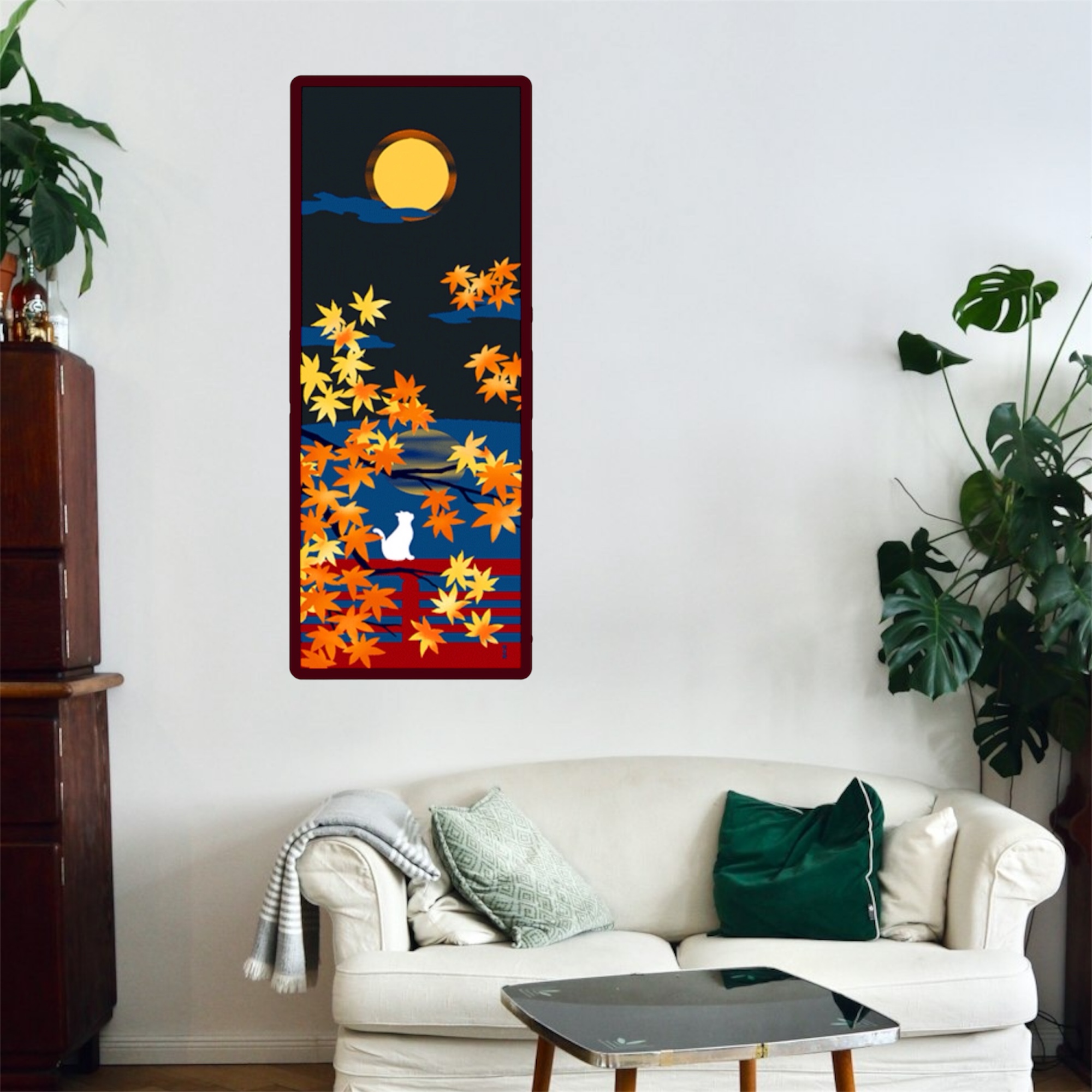 今月のおすすめ♪ 濱文様 絵手拭い『満月の輝き』