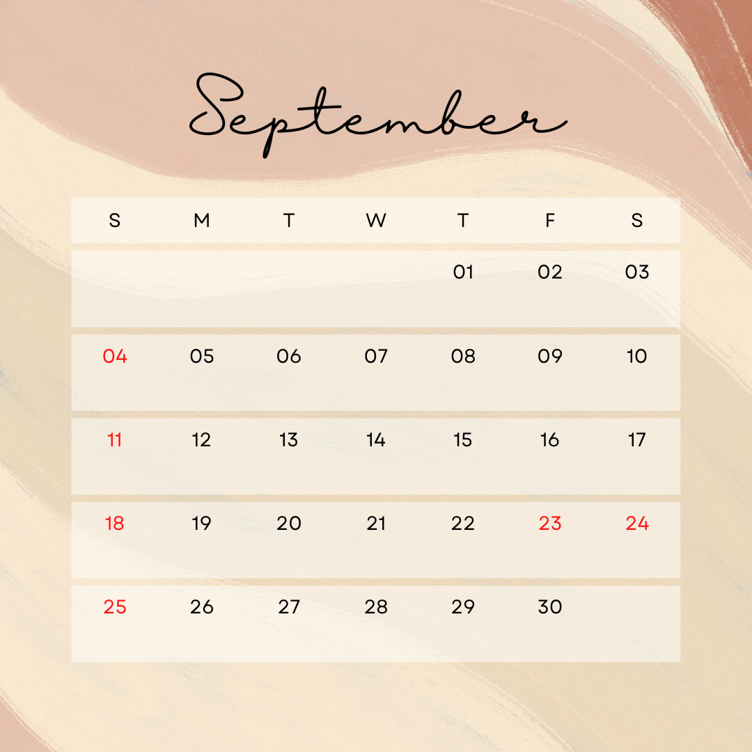 ９月のお休みについて