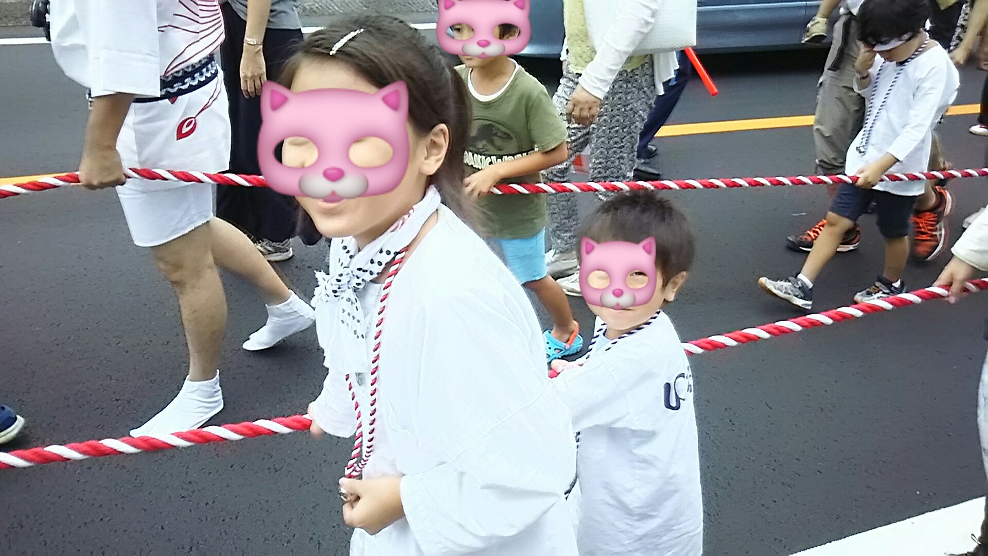 山車を引っ張る子供たち(*^_^*)