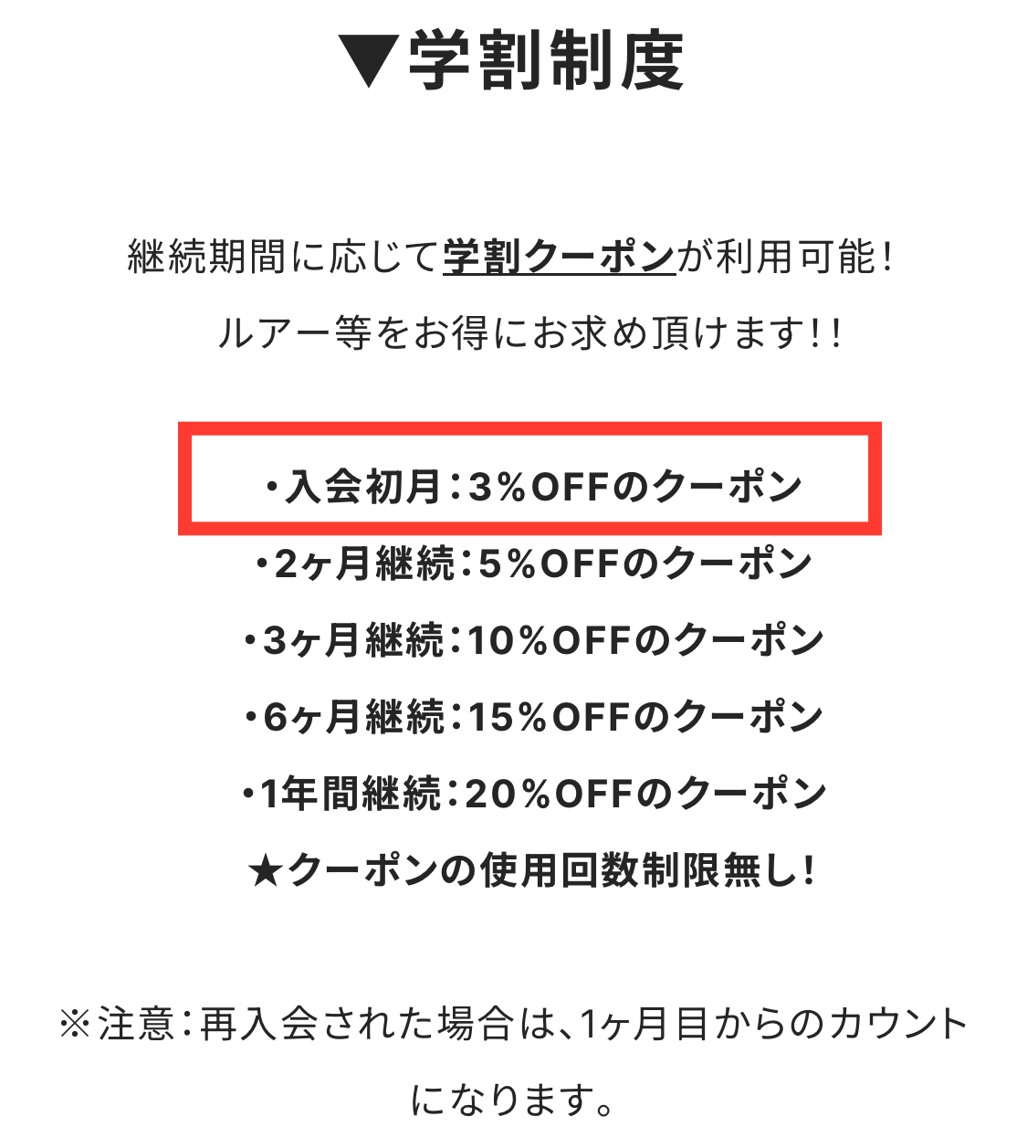 学割クーポン追加🉐初月からお得に購入出来るようになりました🙌