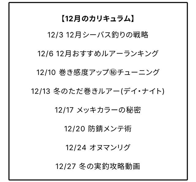 12月のカリキュラム公開‼️